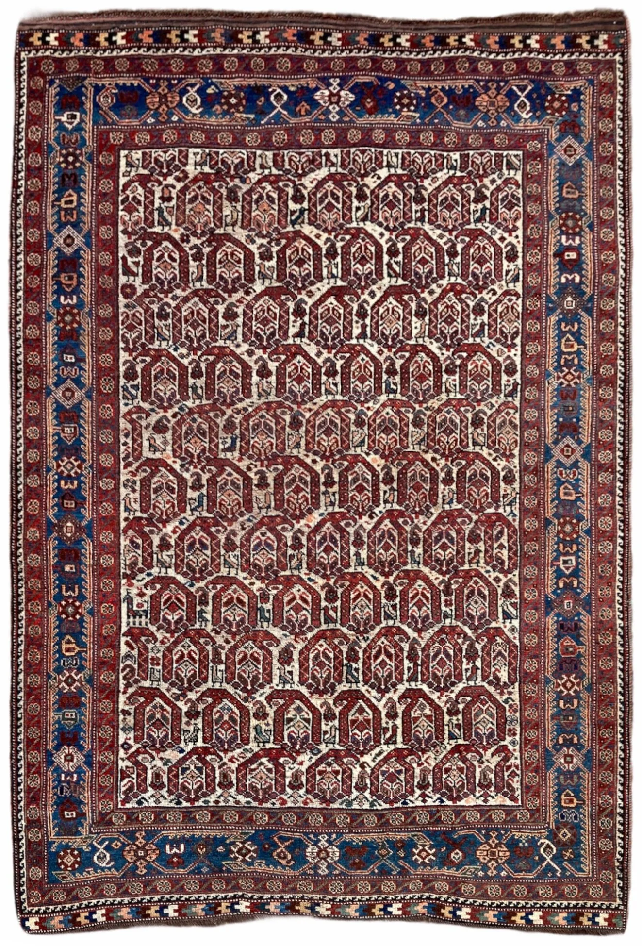 21.22.00003 Antique Persian Tribal Qashqai Khamseh Rug.jpg