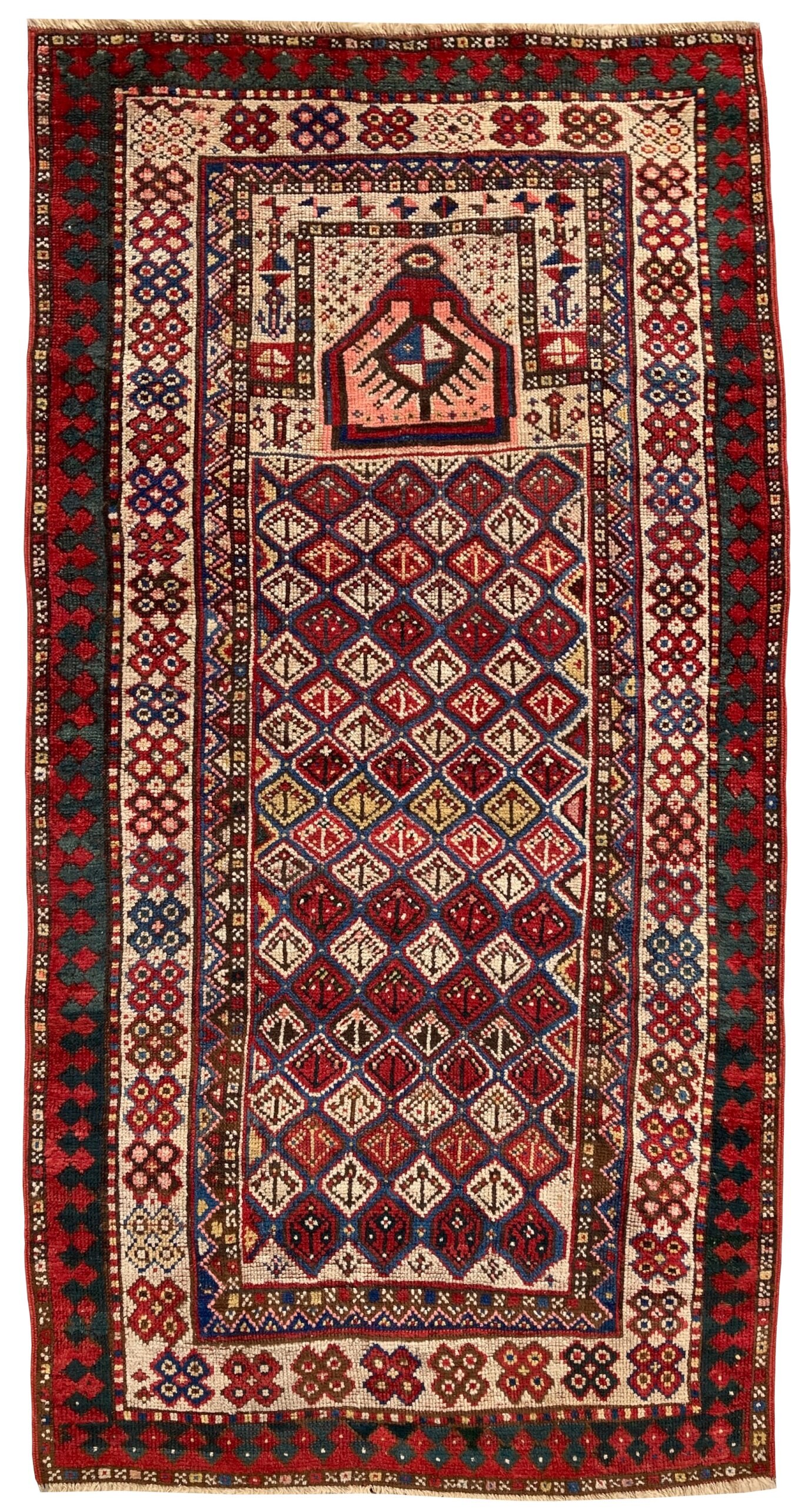 Antique Caucasian Gendje Prayer Rug