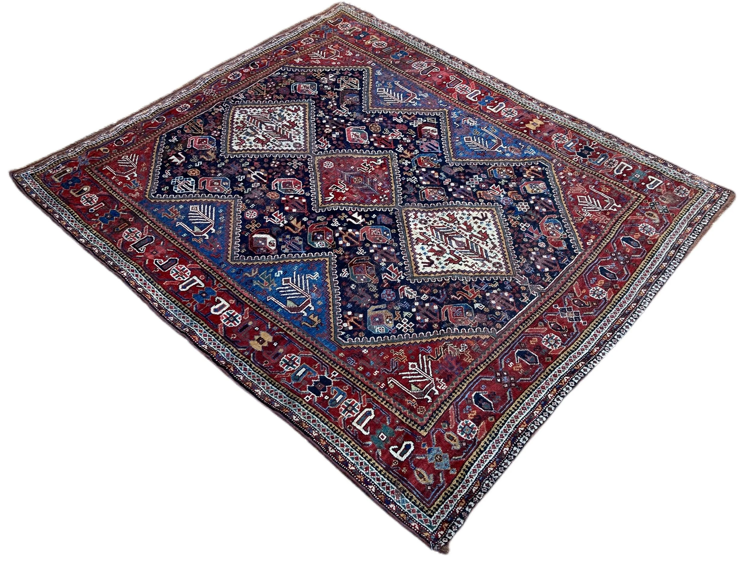 21.23.00001_2 Antique Tribal Persian Qashqai Khamseh Rug.JPG
