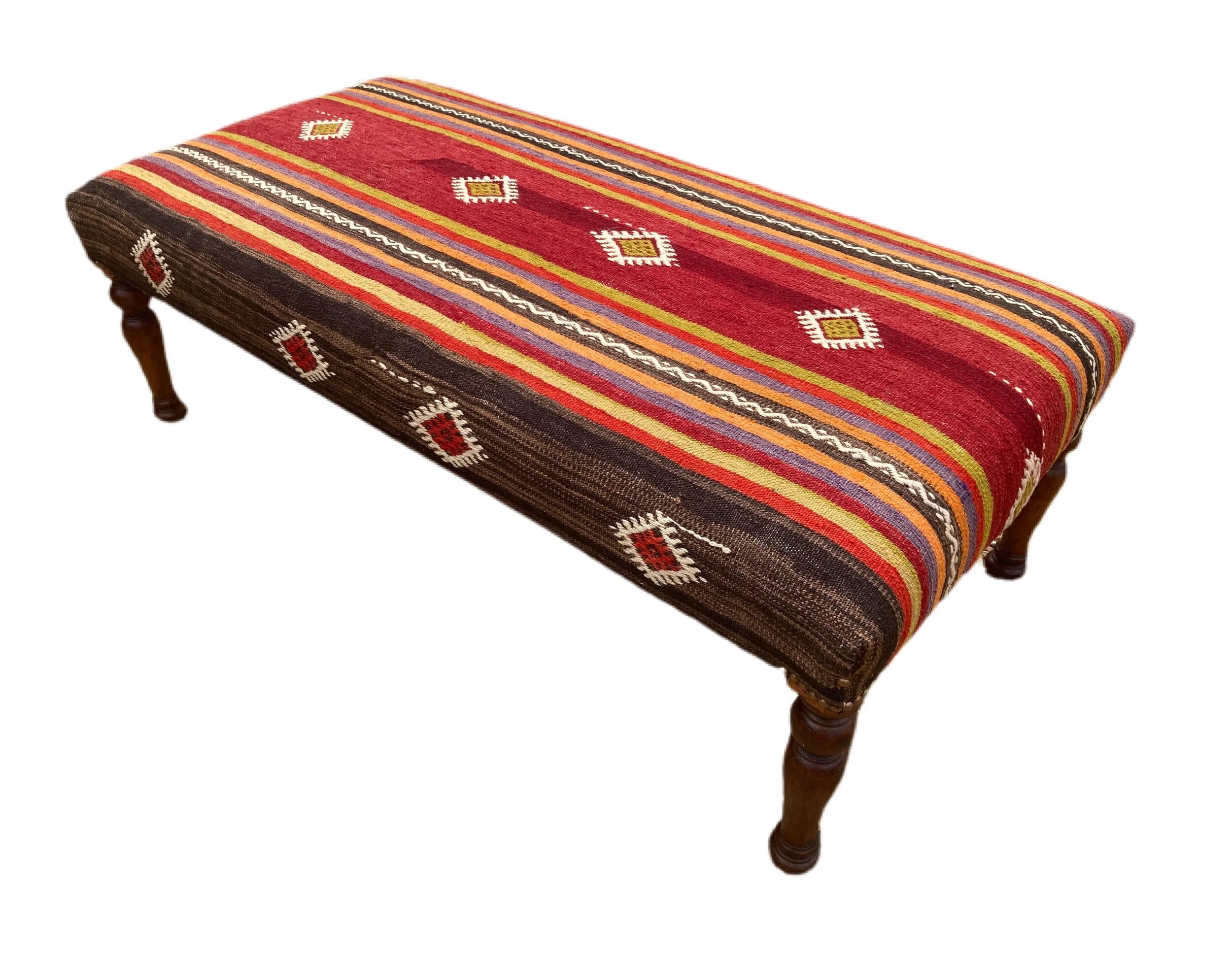 Kilim Covered Stool 1.25m x 0.64m x H0.43m — Rug Addiction