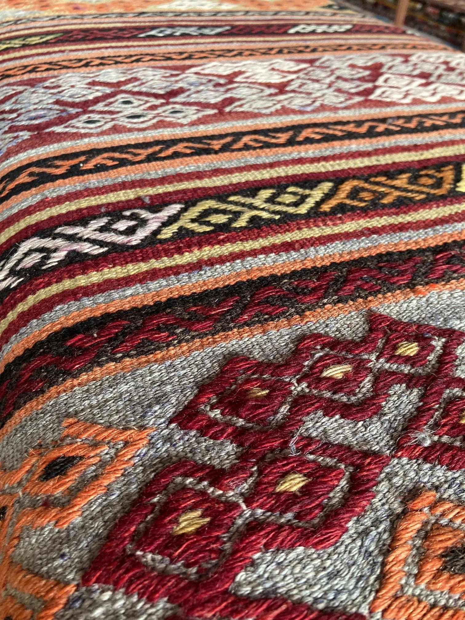 FS090_9 Kilim Covered Bench Stool Ottoman.JPG