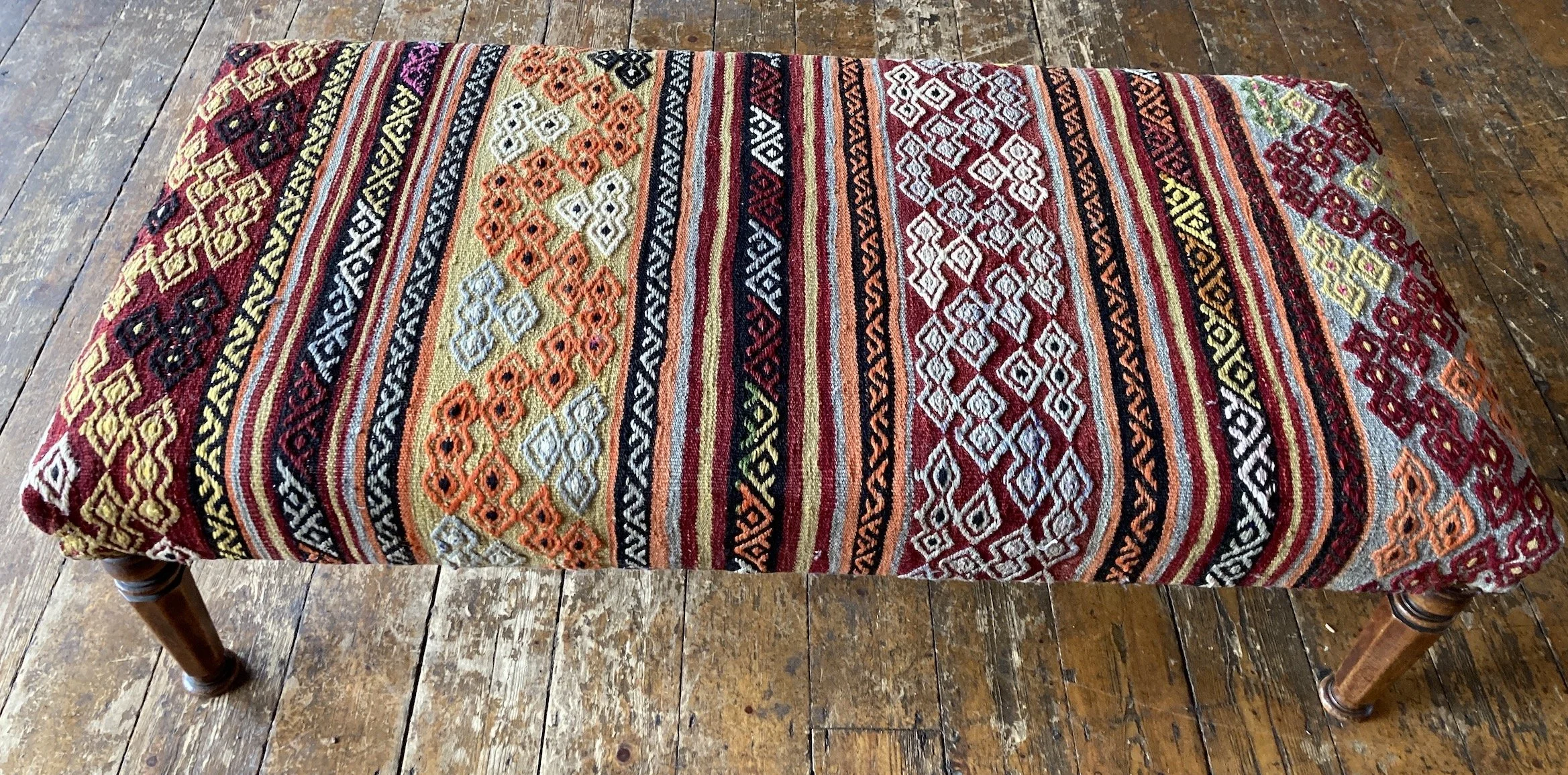 FS090_1 Kilim Covered Bench Stool Ottoman.JPG