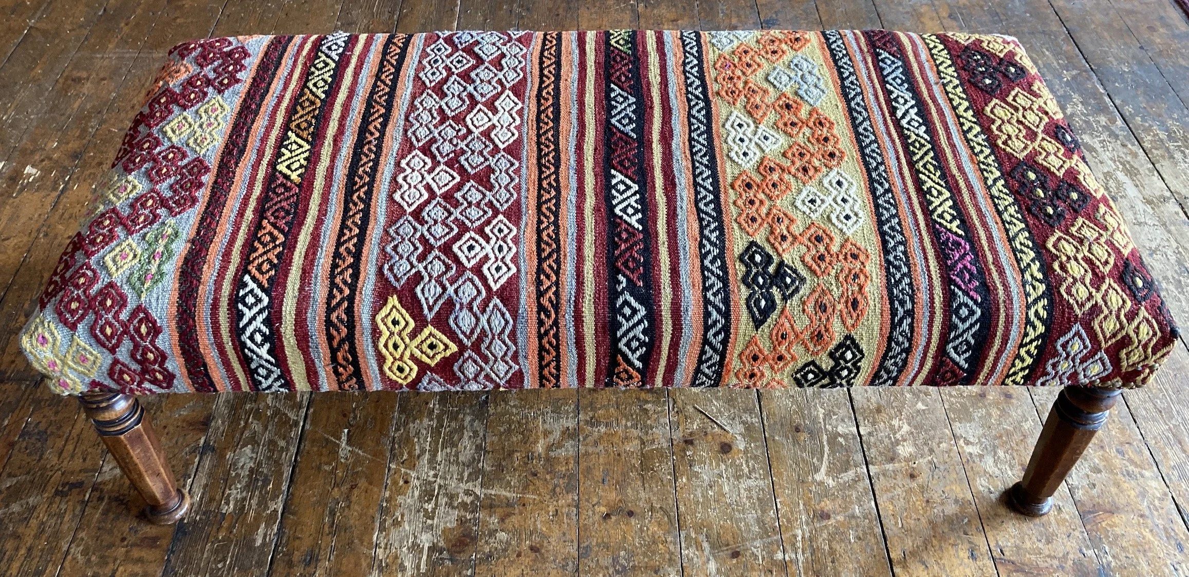 FS090_3 Kilim Covered Bench Stool Ottoman.JPG