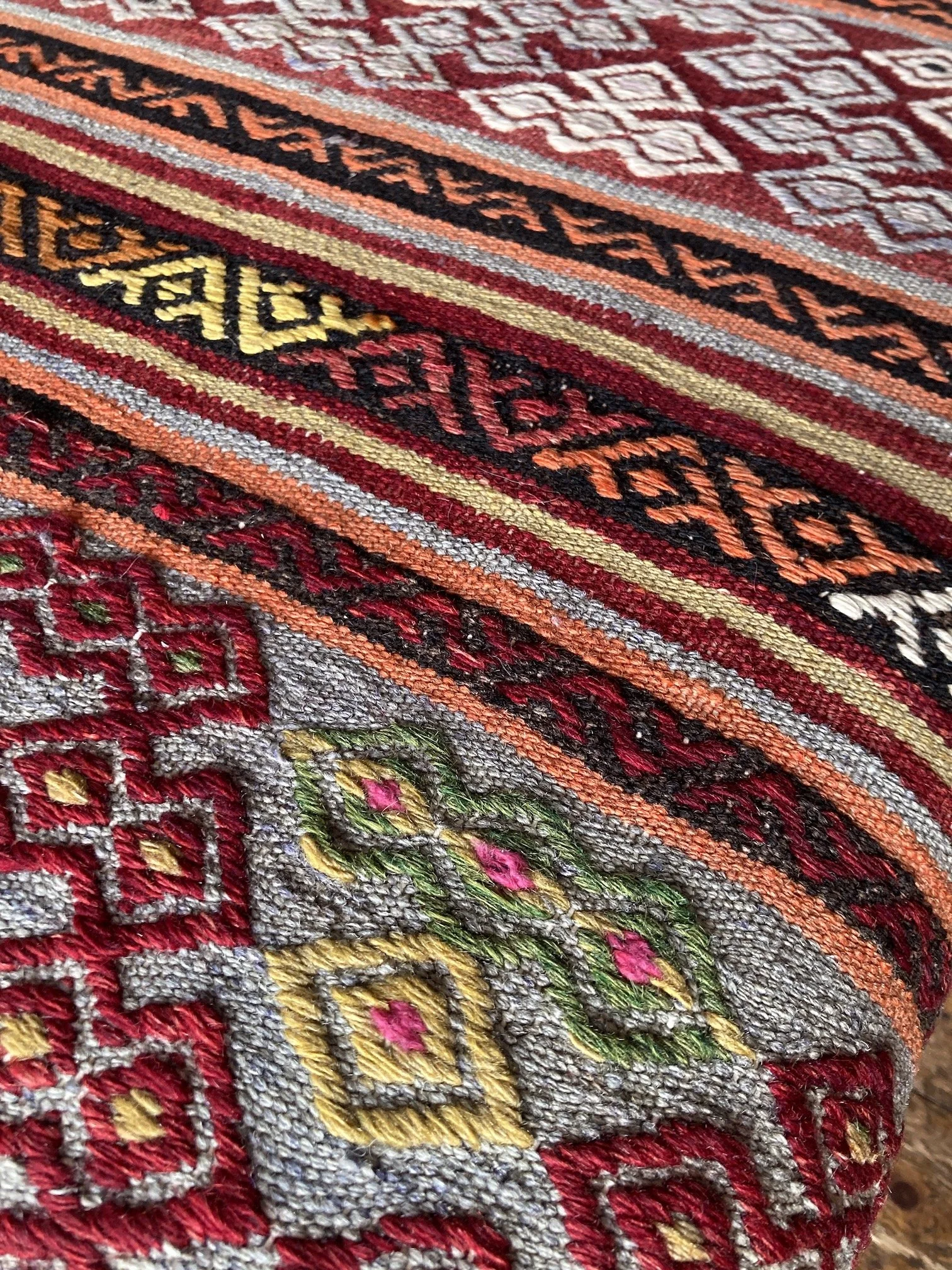 FS090_5 Kilim Covered Bench Stool Ottoman.JPG
