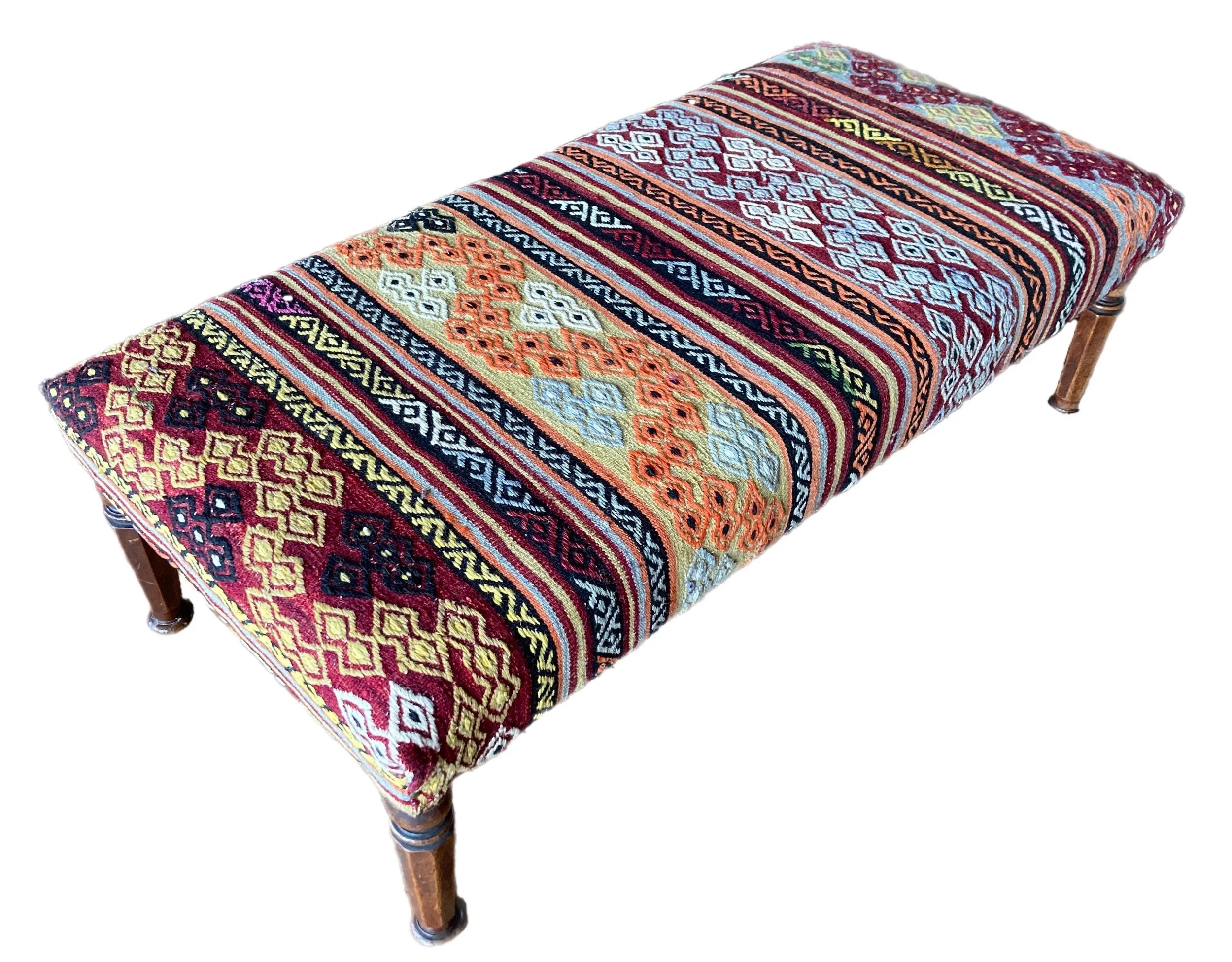 Kilim Covered Stool 1.25m x 0.61m x H0.42m