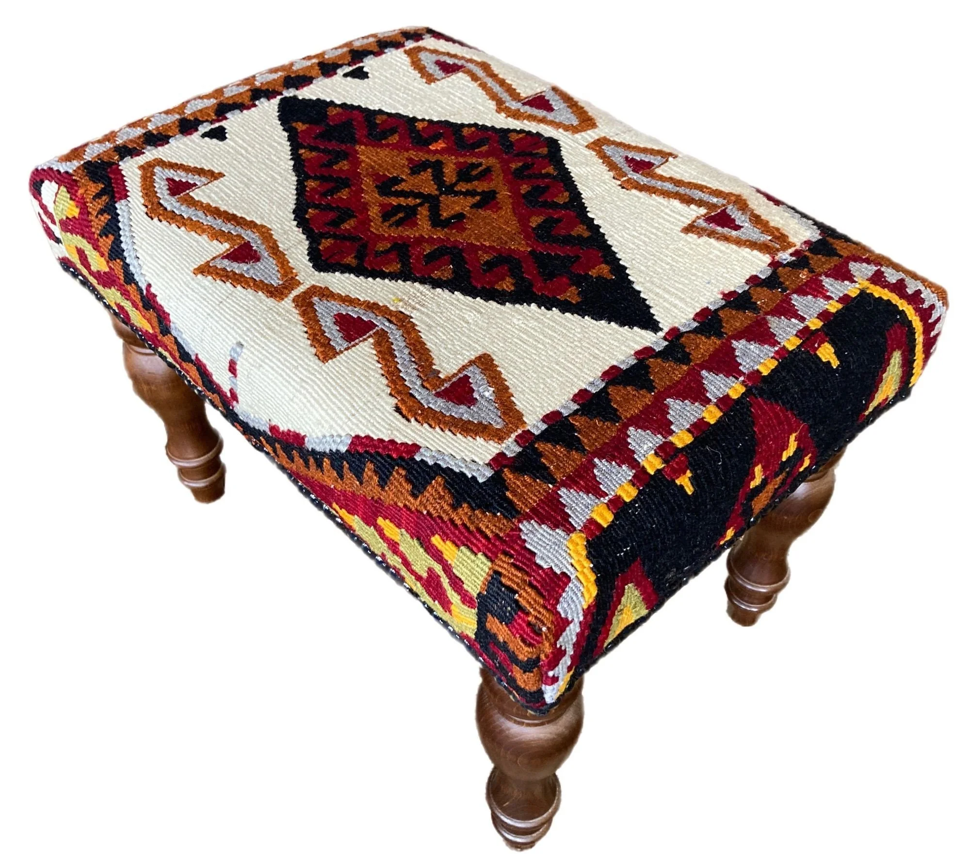 Kilim Covered Stool 0.52m x 0.36m x H0.36m — Rug Addiction