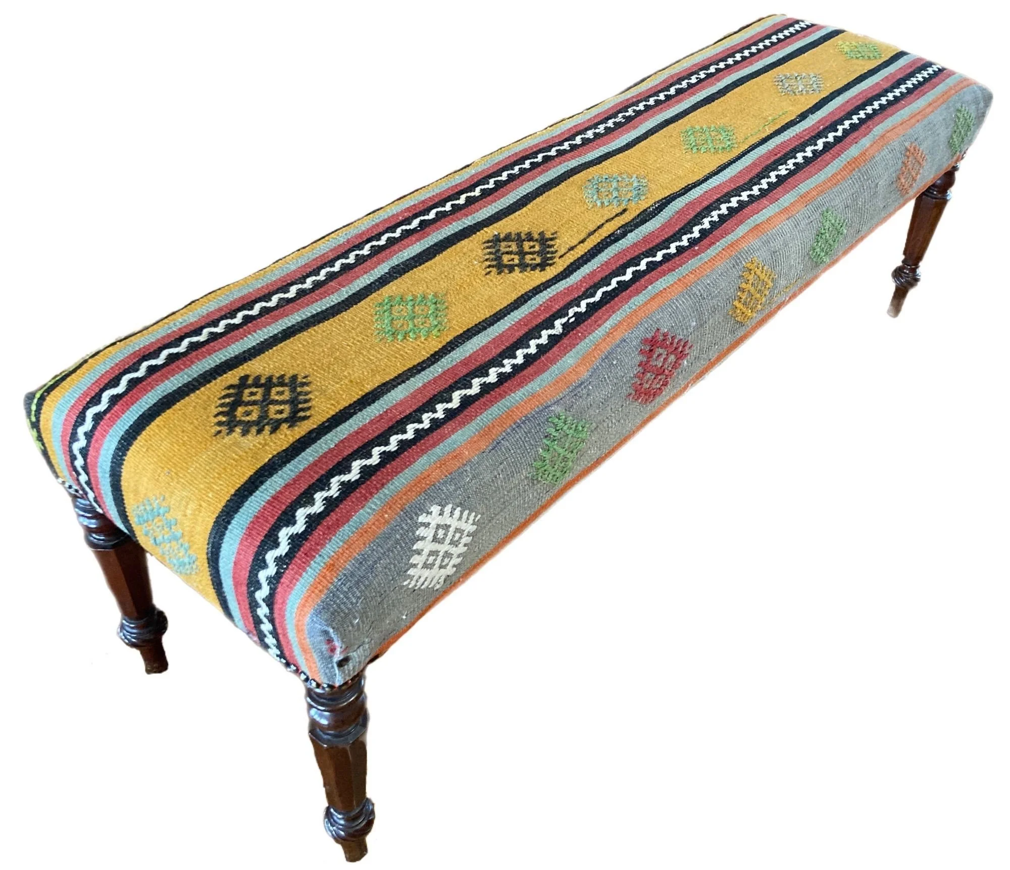 Kilim Covered Bench Stool 1.44m x 0.43m x H0.48m — Rug Addiction — Rug