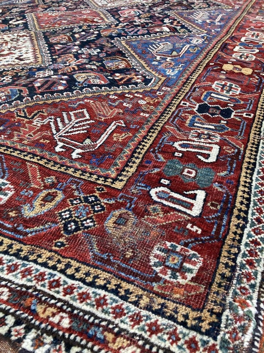 Antique qashqai rug※今だけお値下げ！ Antique Qashqai Rug 1.90m 1.57m — Rug Addiction