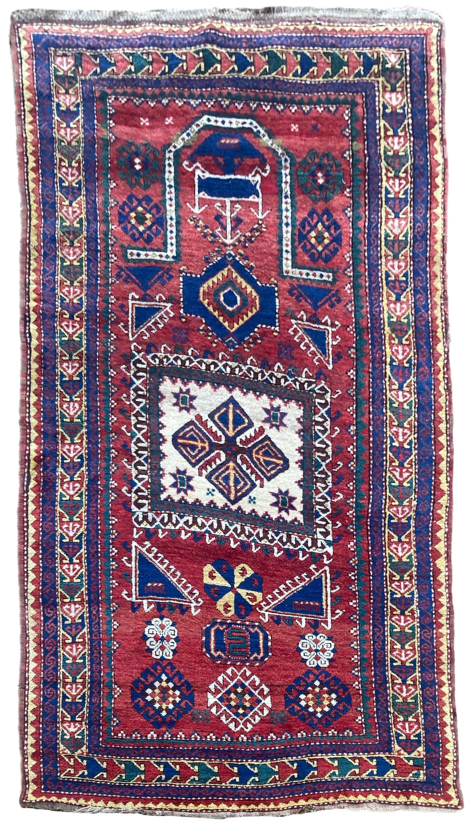 Antique Caucasian Fachralo Kazak Prayer Rug 2.48m x 1.30m