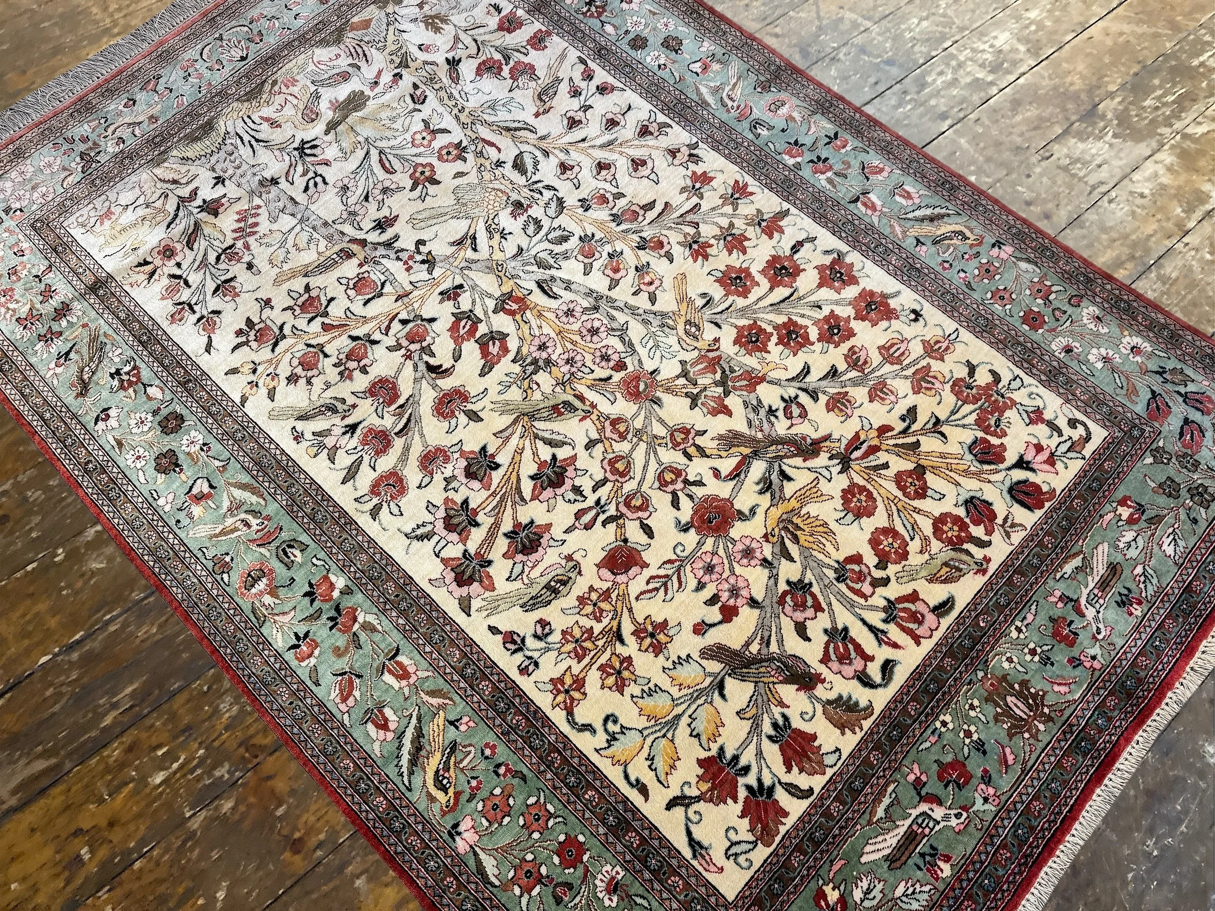 Vintage Silk Qum Rug