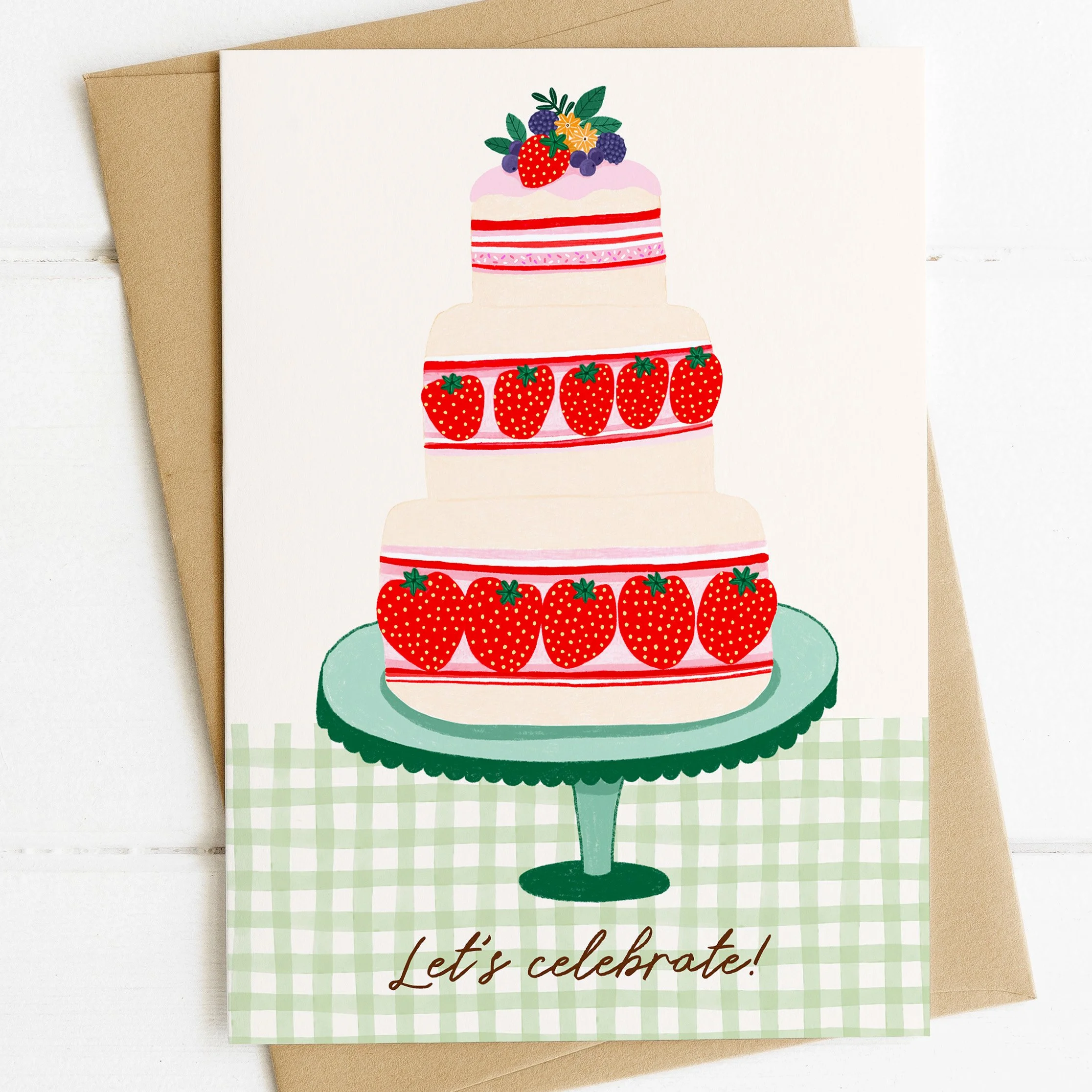 Let's Celebrate Strawberry Cake Card
