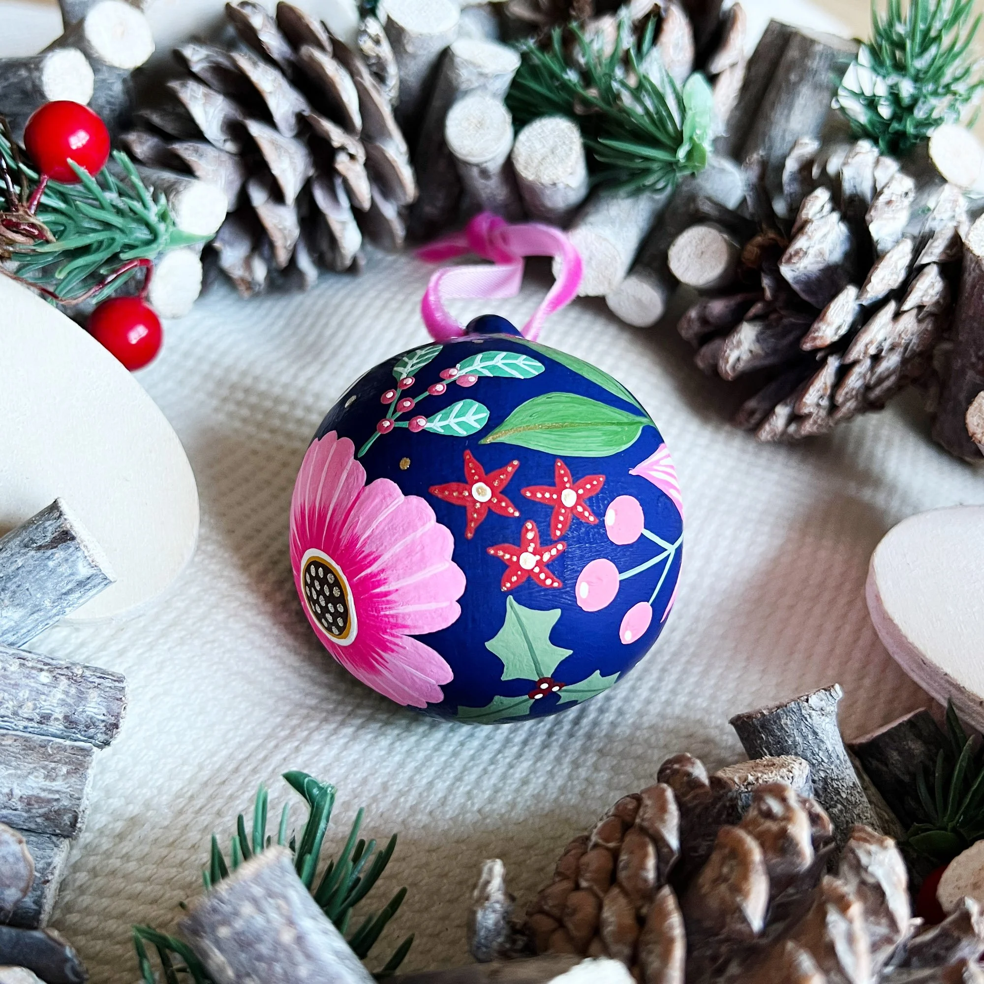 Navy blue Bauble Christmas Leaf Lane Studio 3.jpg