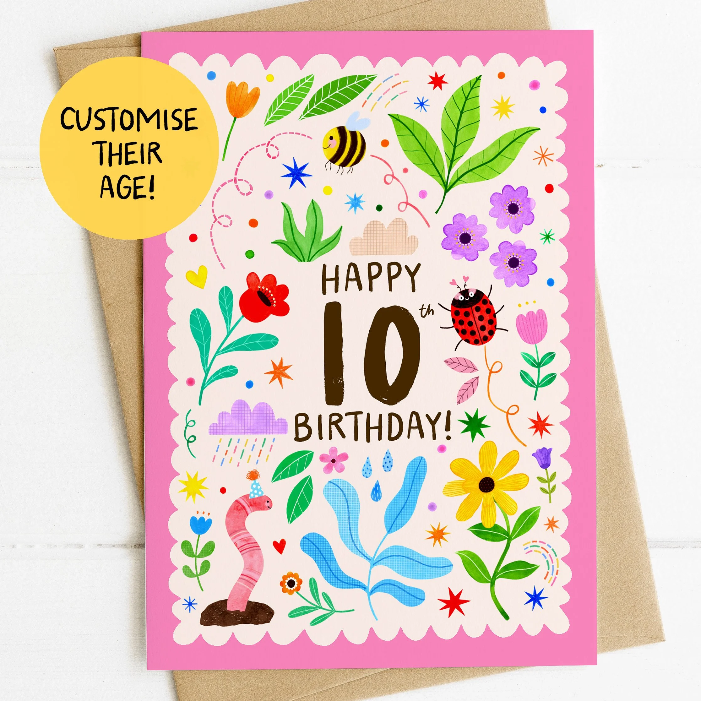 Peronalised Birthday Card Bees Bugs Worms Leaf Lane Studio 1.jpg