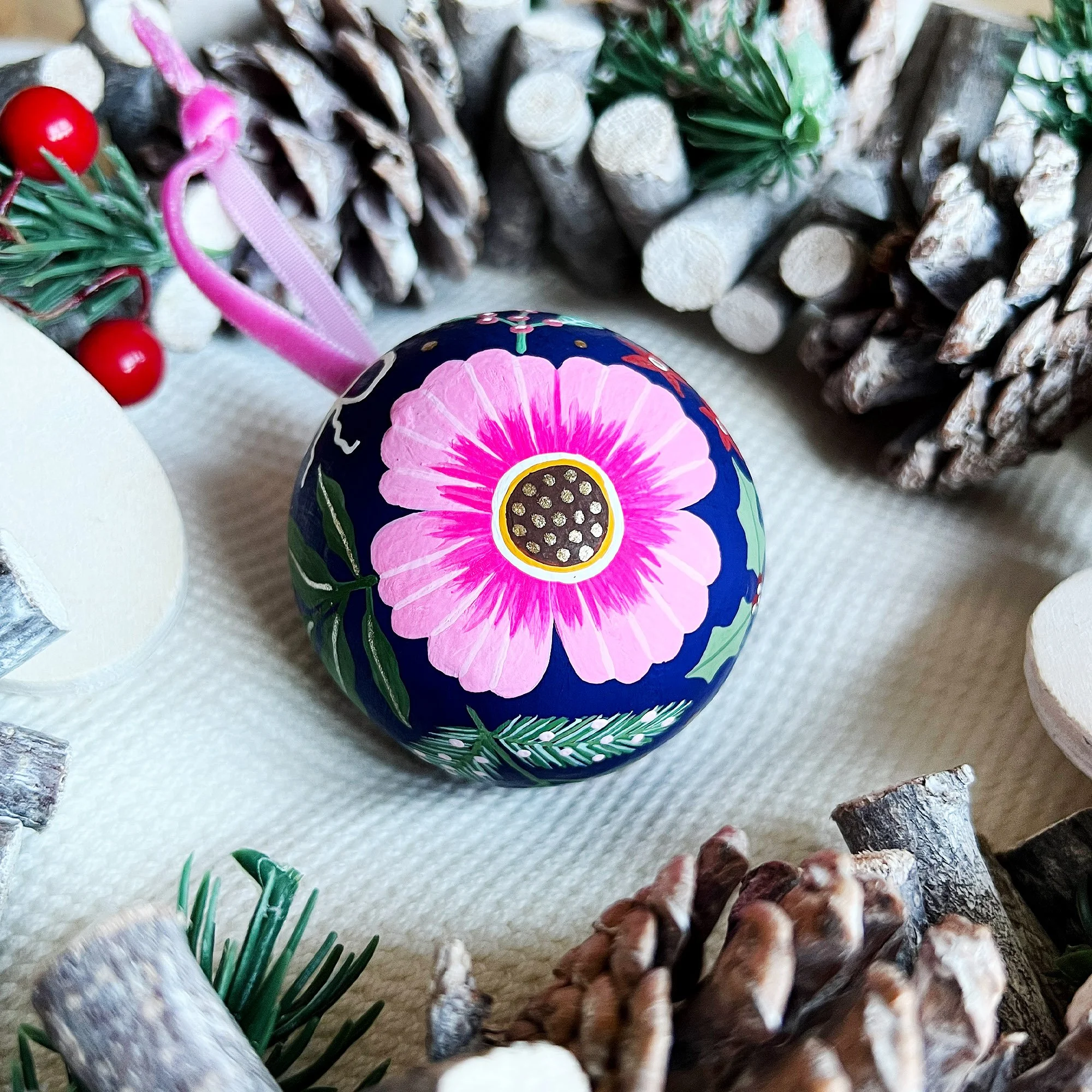 Navy blue Bauble Christmas Leaf Lane Studio 1.jpg