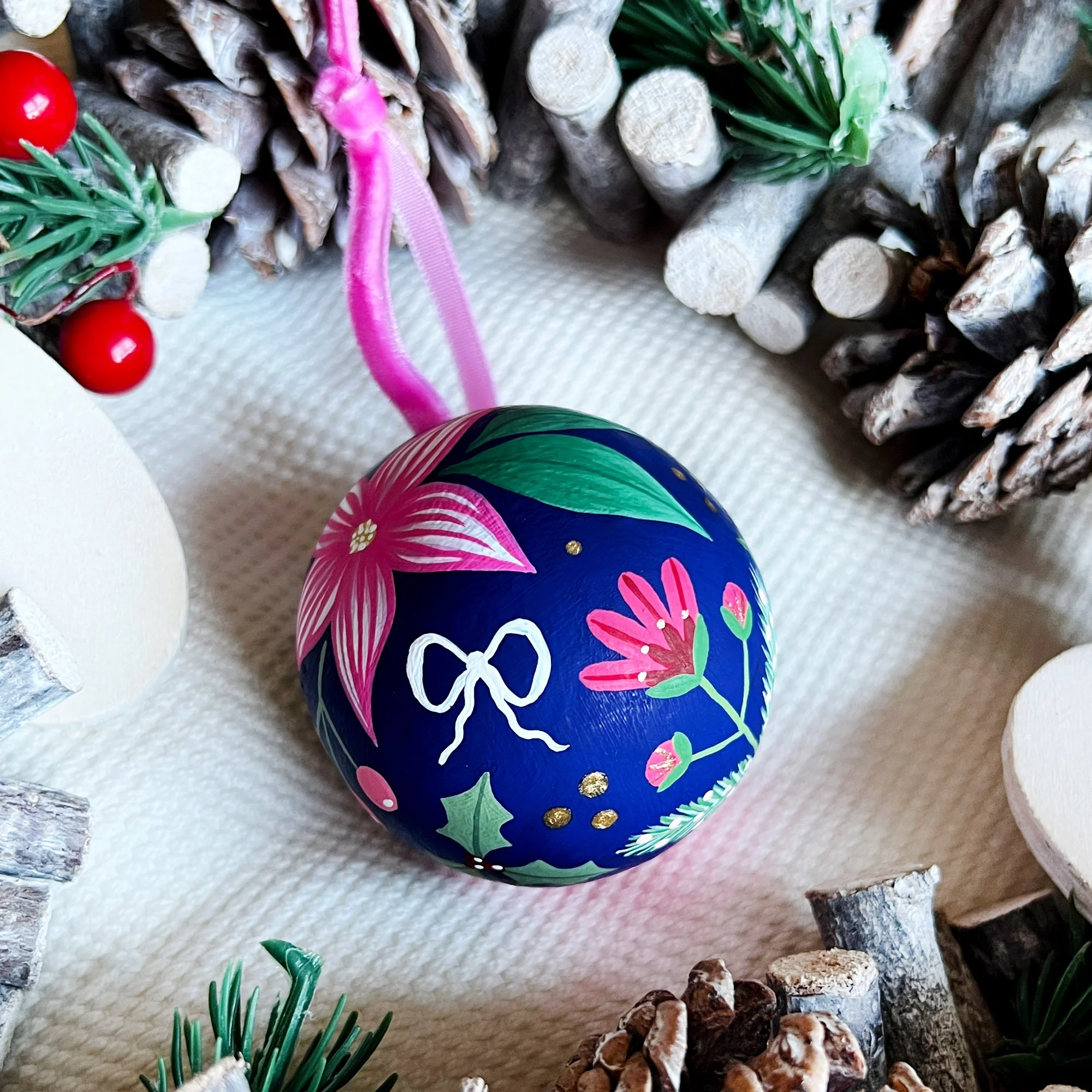 Navy blue Bauble Christmas Leaf Lane Studio 4.jpg