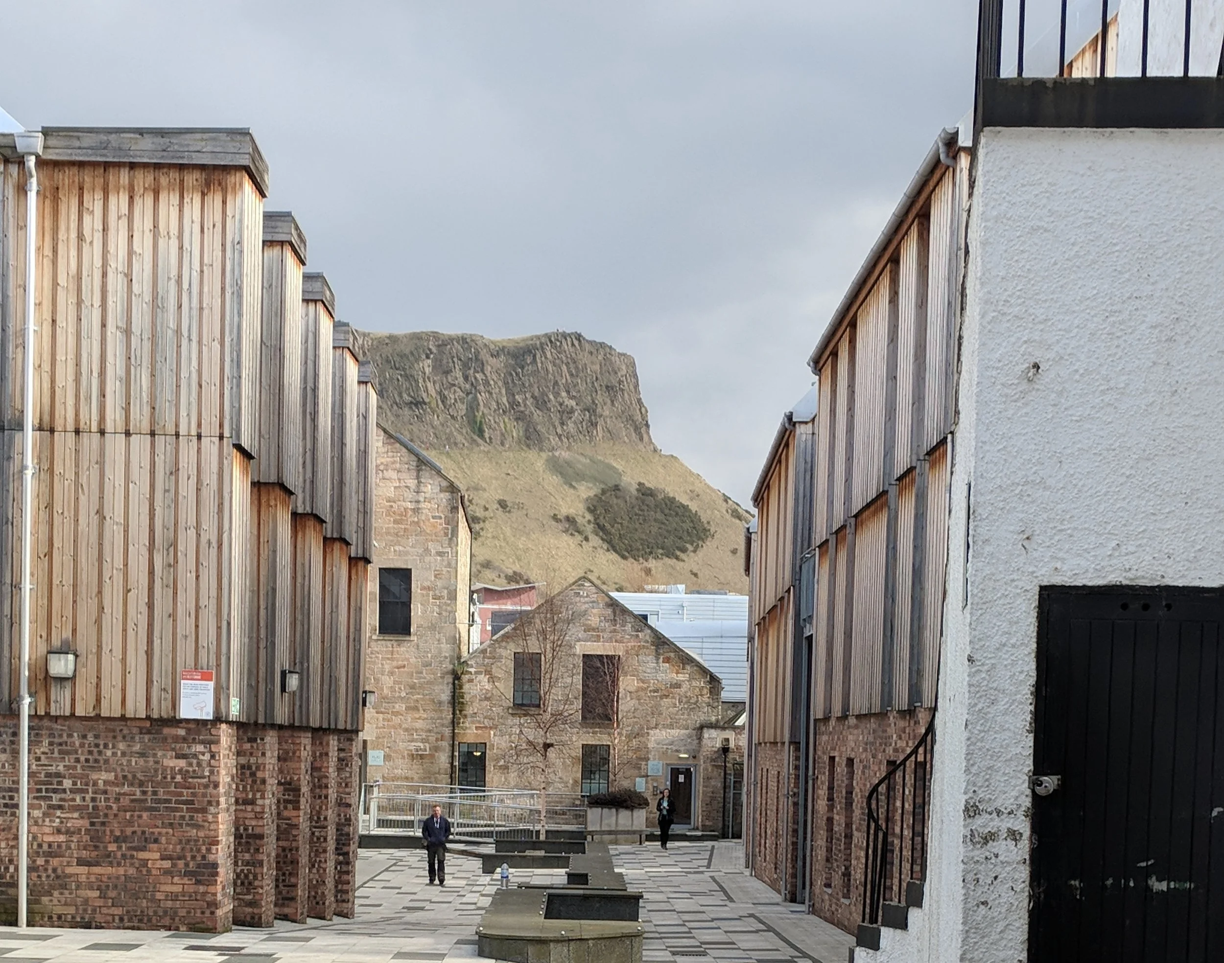 The university halls framing Arthur's Seat
