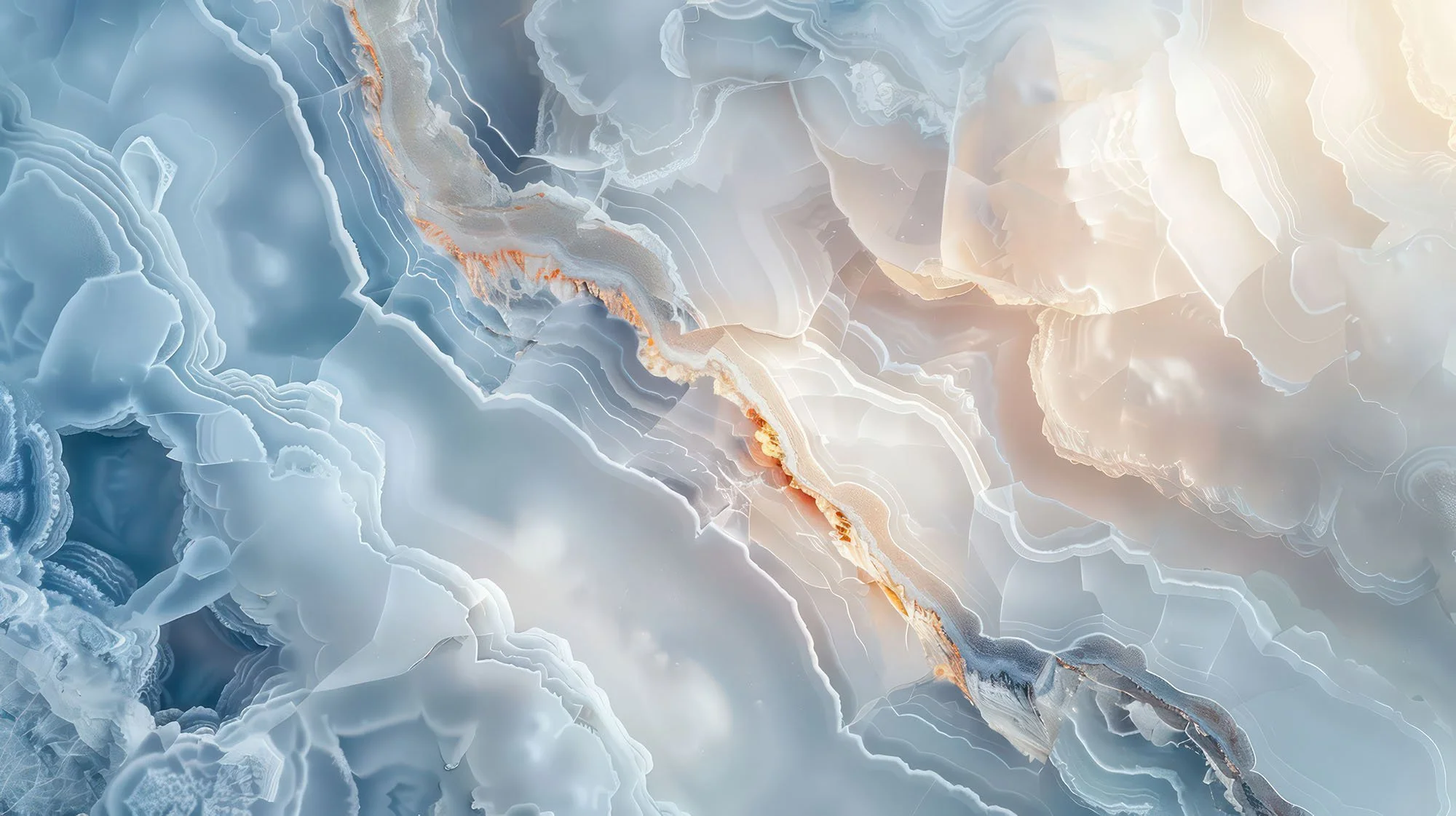 Glassy blue colours and milky layered textures of blue onyx mineral stone design luxury bathroom wall panels