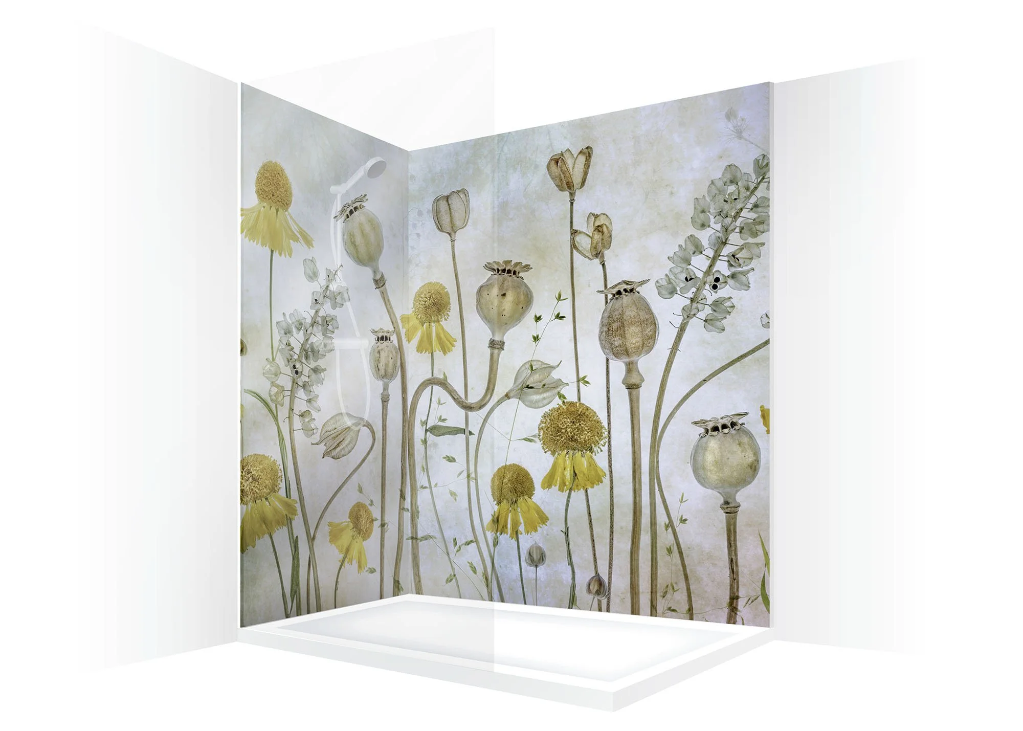 POPPIES & HELENIUM floral shower panels