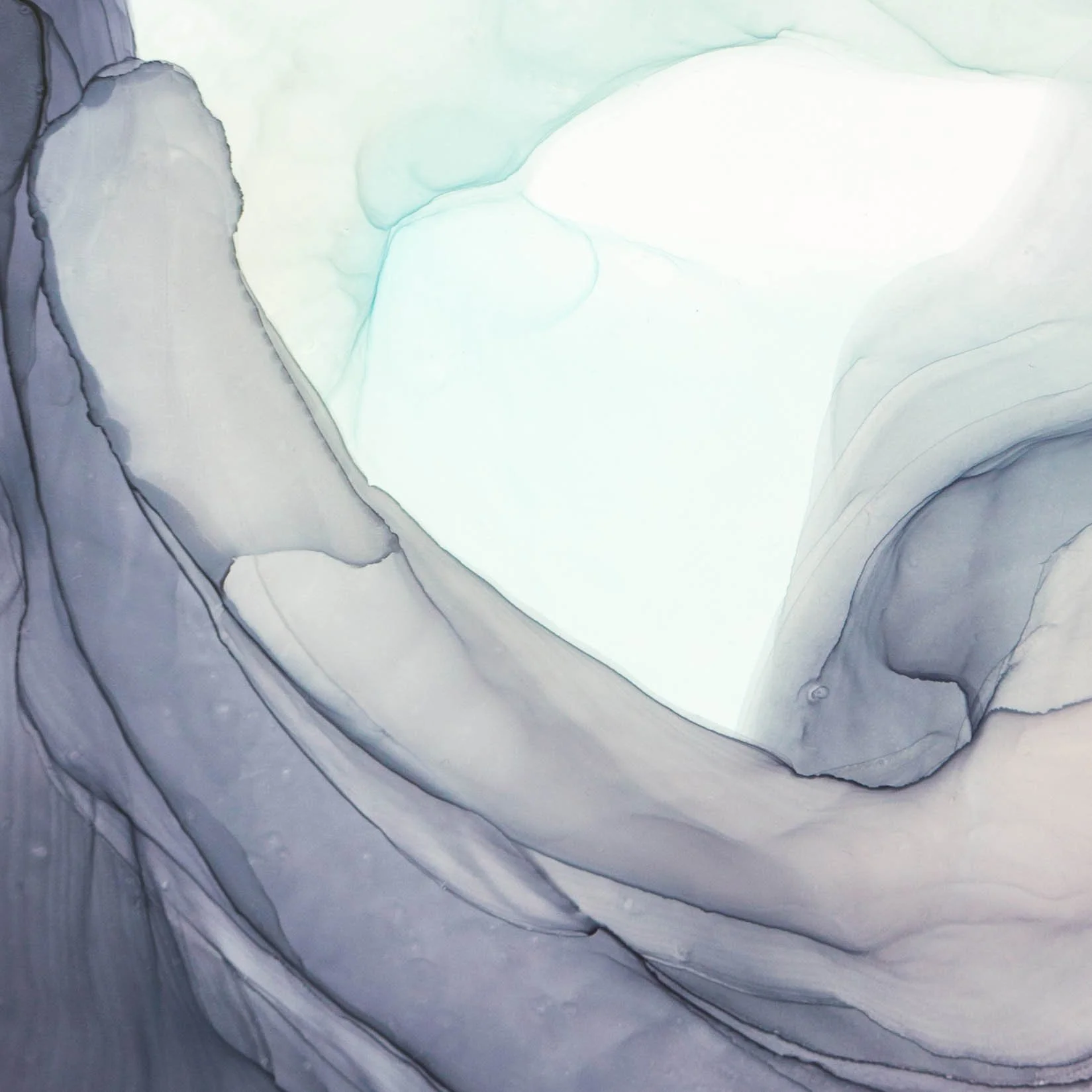 Detail close-up crop of abstract art painting, showing fluid forms, alcohol inks and high resolution details.