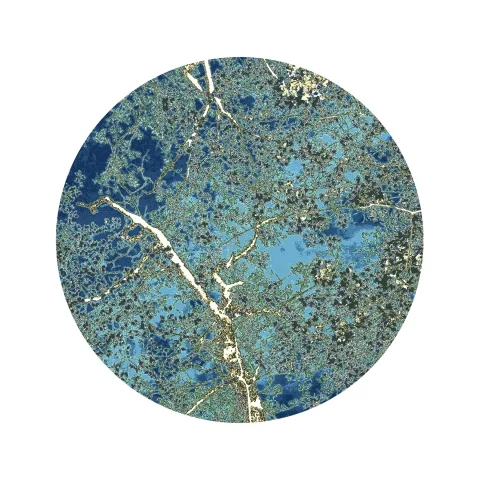 Lucy Blue Tree Sphere. Digital Print on Varnished Tissue