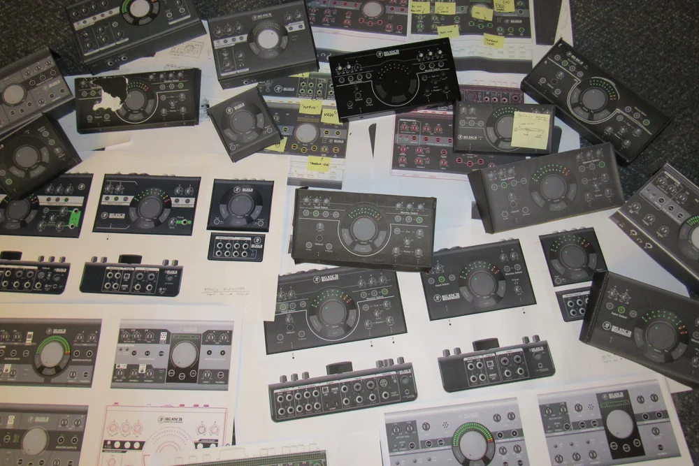 Printed and 3D mockups of the Big Knob control layout