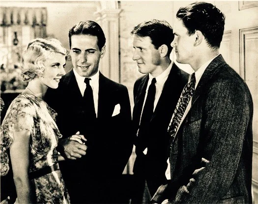 From left to right, Claire Luce, a young Humphrey Bogart, Spencer Tracy, and Warren Hymer in Up the River (1930). Warren had just broken into Hollywood the year before but was already successful enough that he was billed above Bogart in the credits.