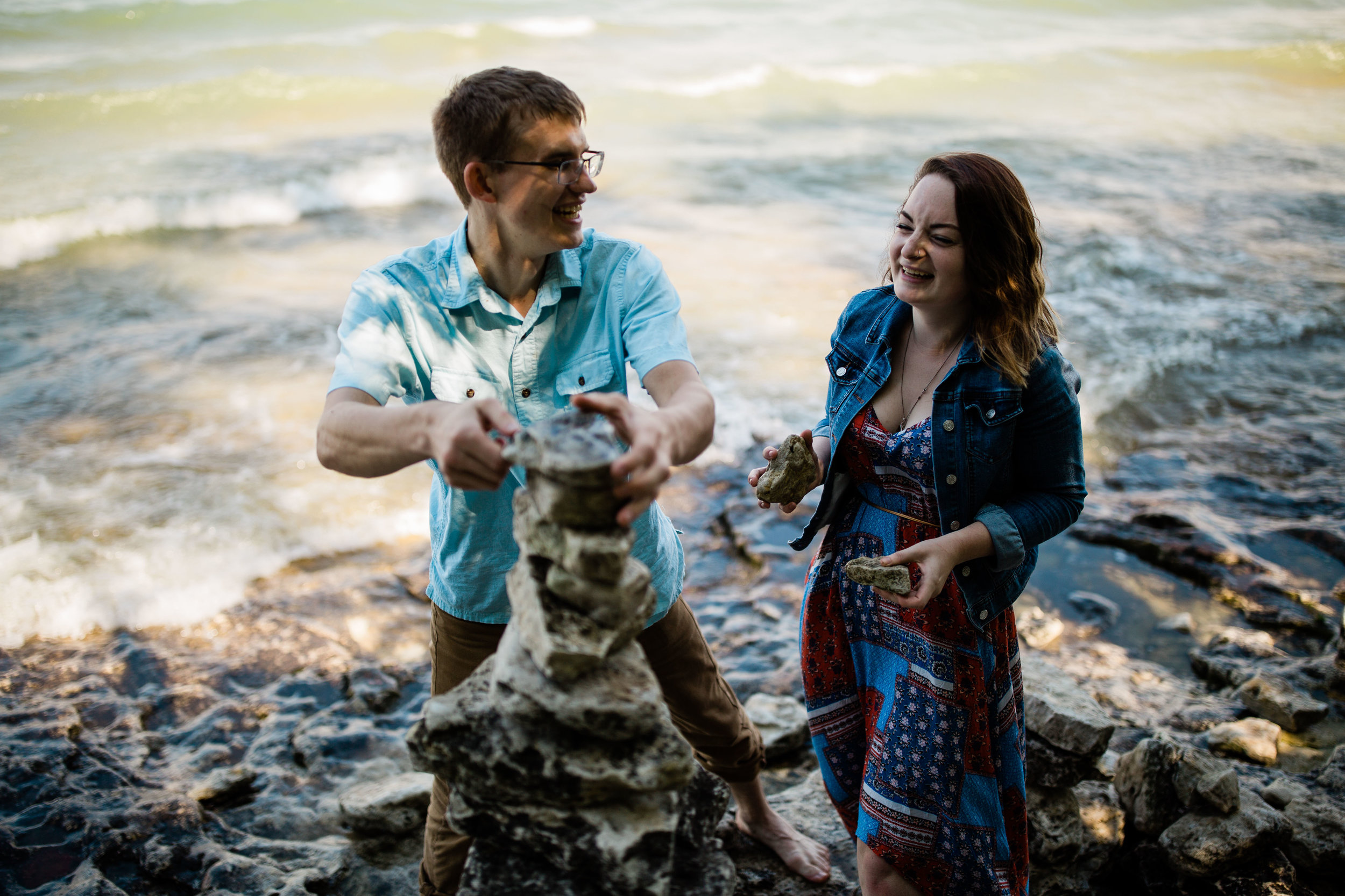 Ben and Lauren building their cairn.