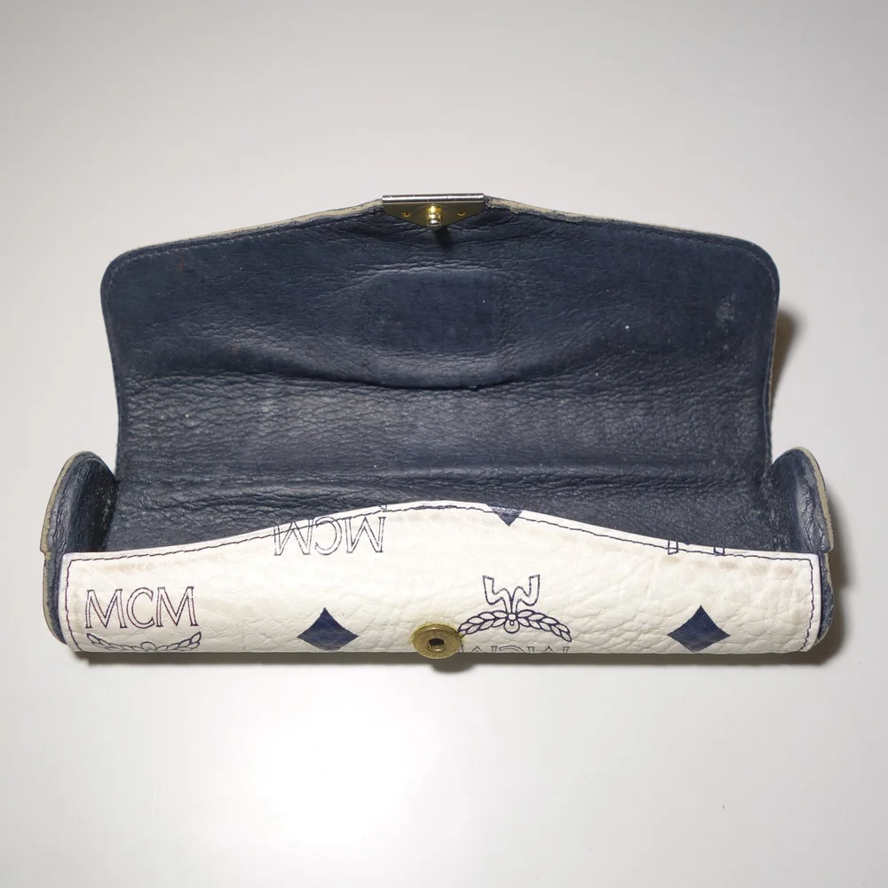 Vintage MCM White Monogram Visetos Coated Canvas Eyeglasses Case, Size Small MCM main image 2