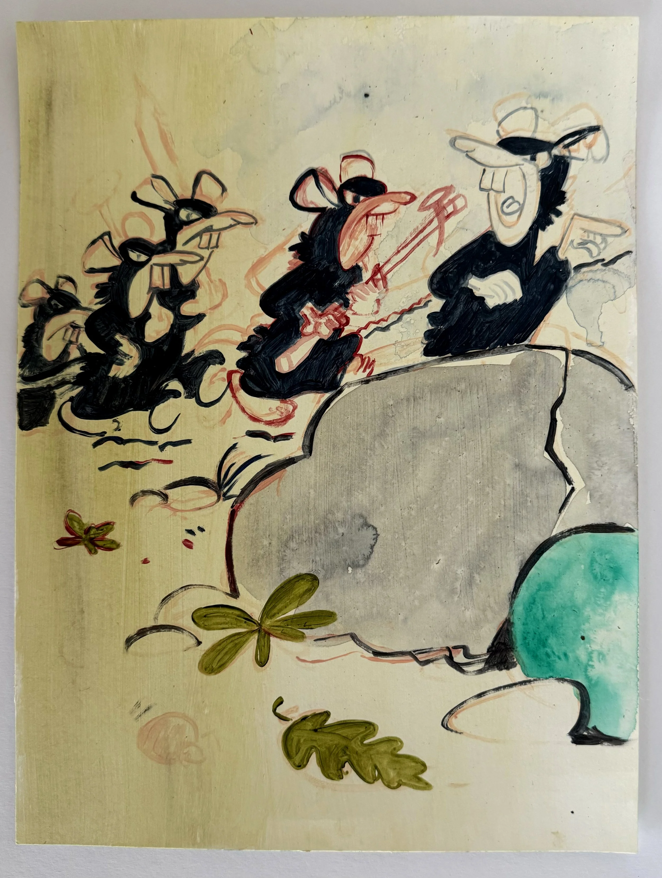  Morning Noon and Night : an exhibit of paintings and sculpture at Council_St Gallery in Los Angeles, CA in May 2026     Weapons,  2024     acrylic on paper 