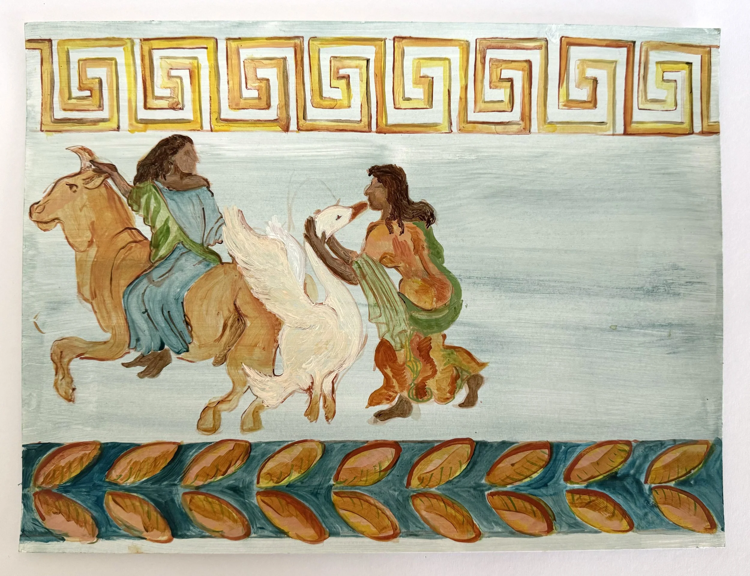   Swan and Ox , 2025  acrylic on paper 