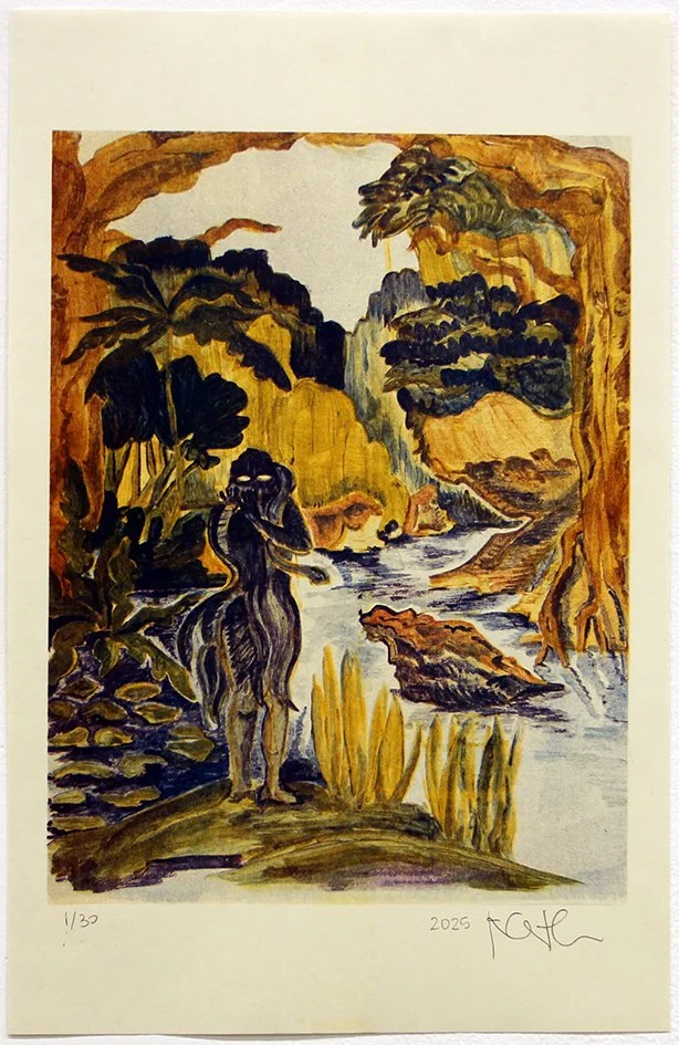  The prints draw from a new body of work, a series of paintings that quote the pictorial and narrative qualities of friezes, comic frames and illustration. 