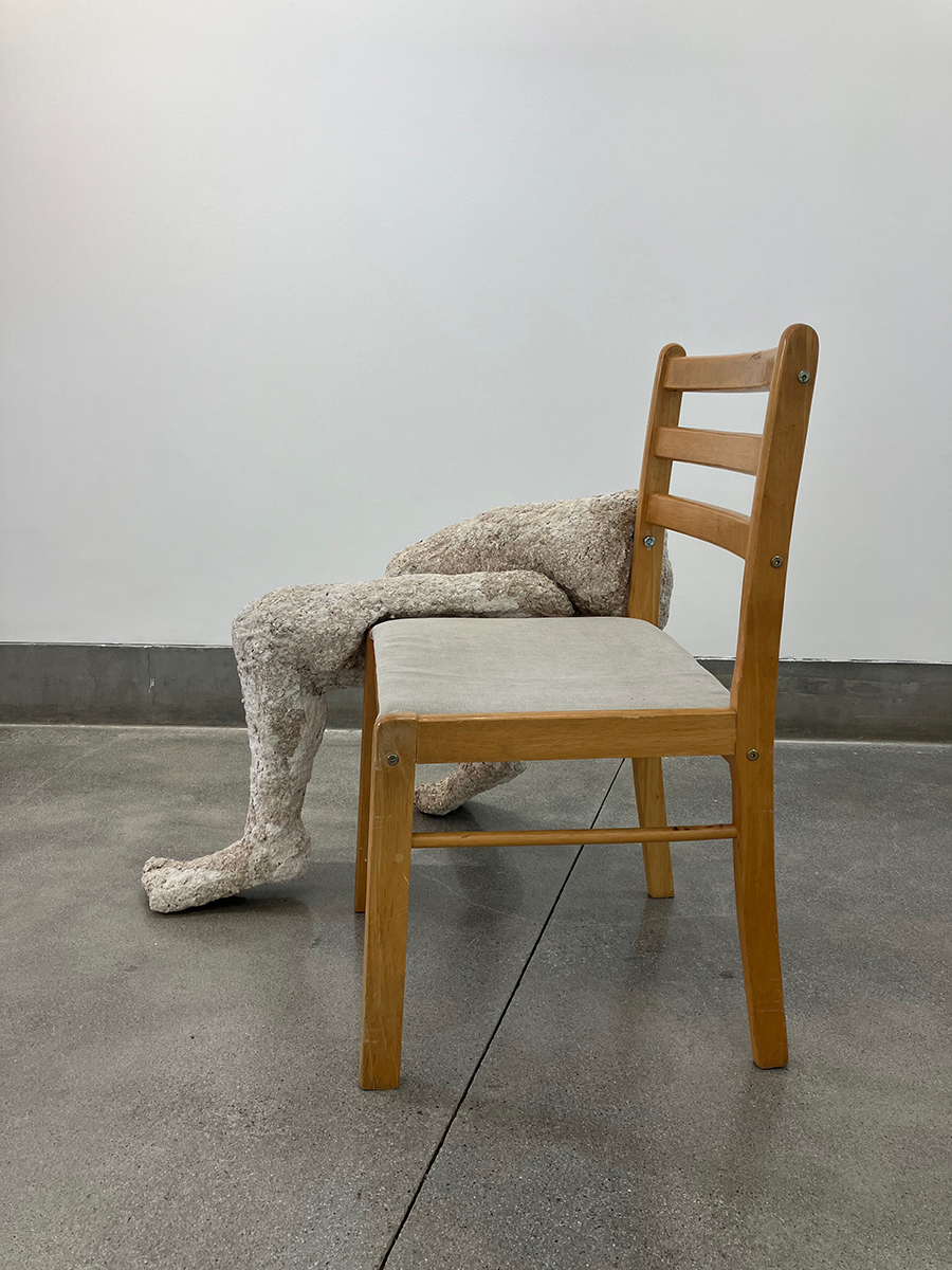  Untitled, 2026  paper, plaster, steel and chair 