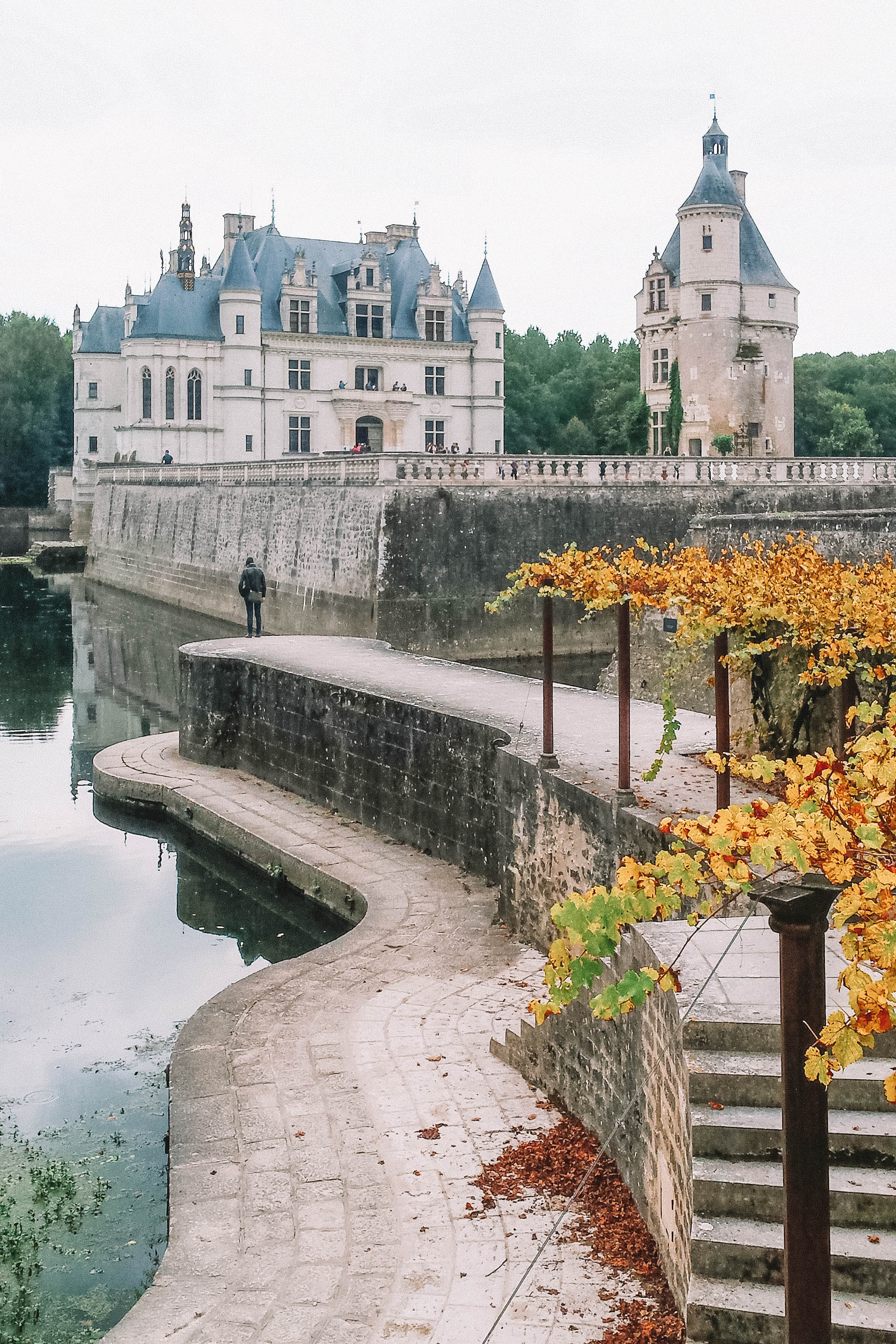 The Castle from the Side &amp; Flowers - Chateau de Chenonceau - Loire Valley - France
