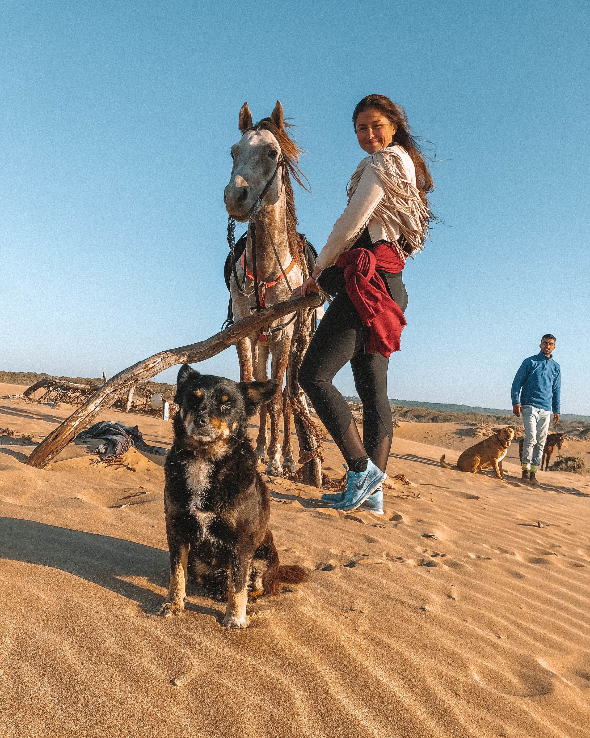 Me, my horse and a cute dog on the beach - Essaouira - Morocco