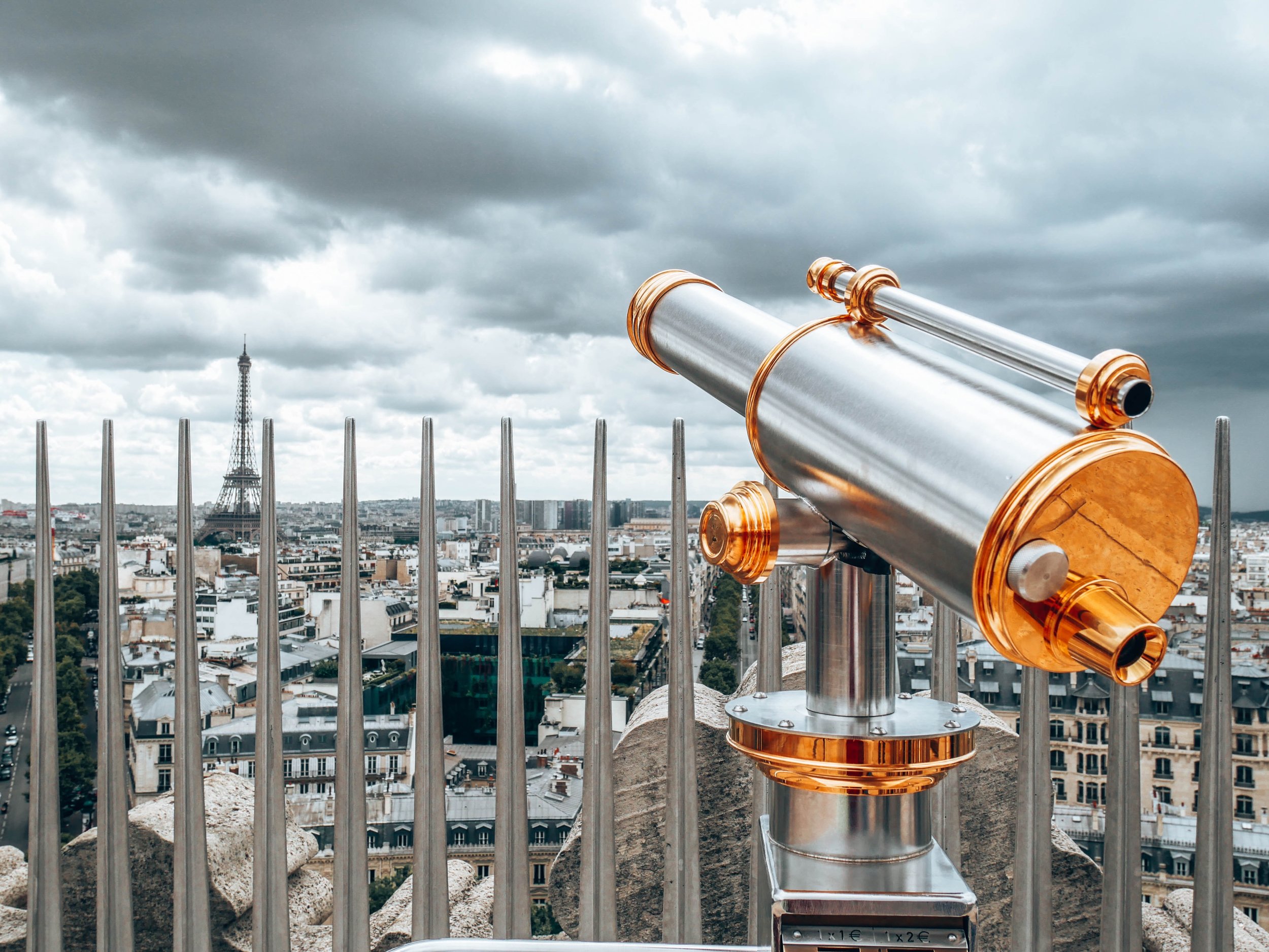 Top of Arc de Triomphe Telescope - Eiffel Tower / Tour Eiffel - Paris - France