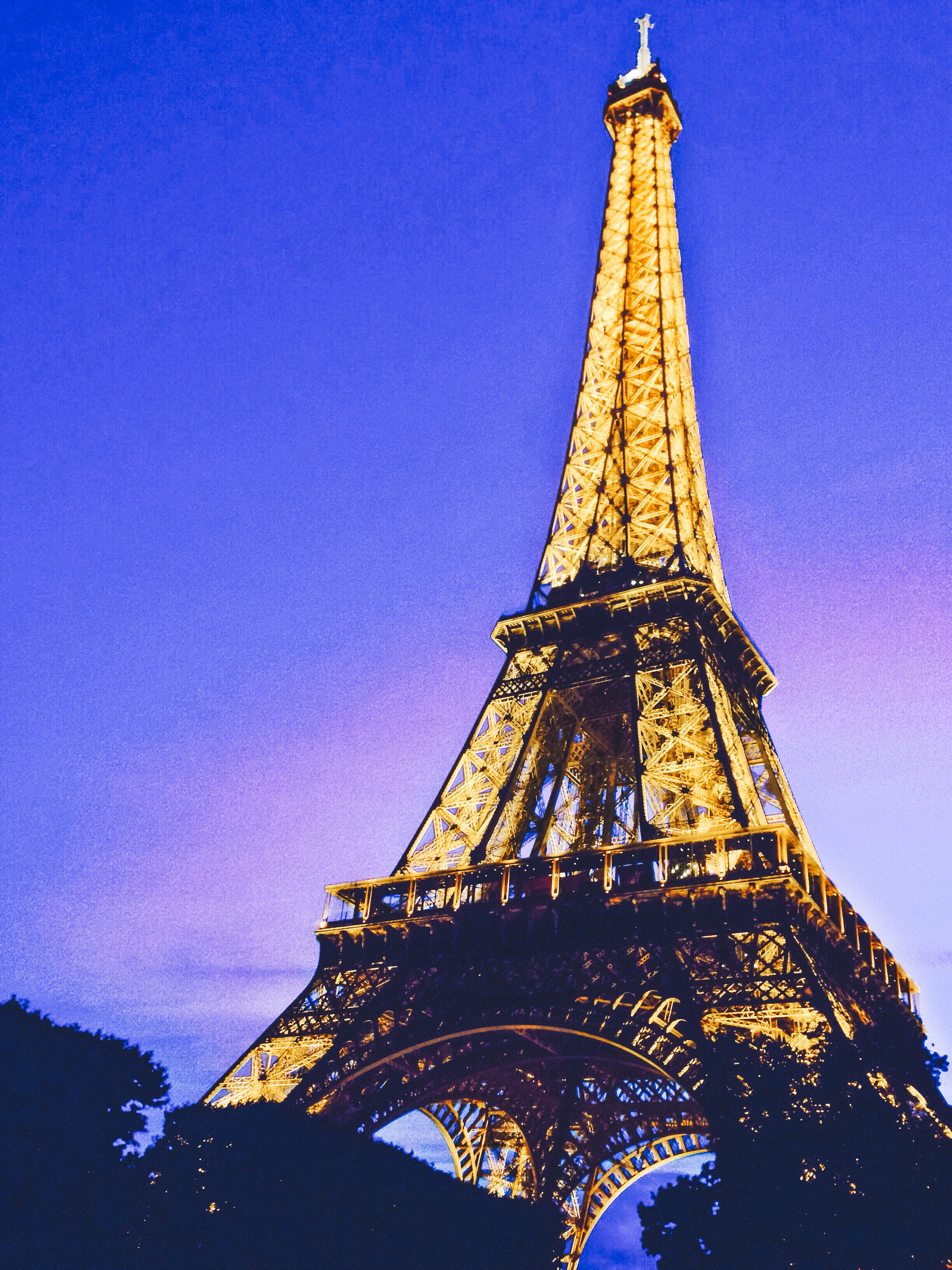 Night Shot in Champs-de-Mars - Eiffel Tower / Tour Eiffel - Paris - France