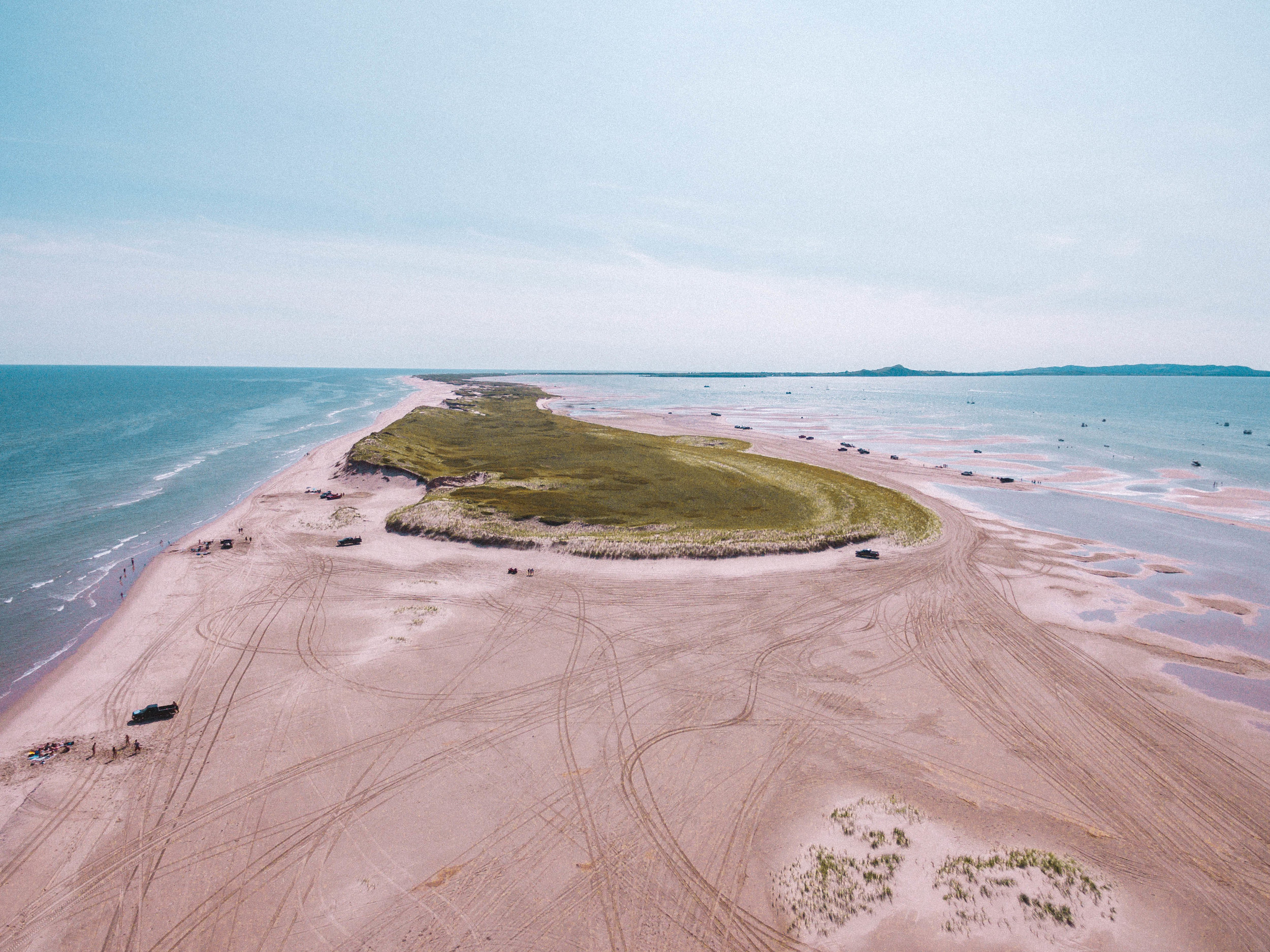 Front View - Pointe du Bout du Banc, Sandy Hook Beach - DJI Drone Shot - Havre-Aubert - Magdalen Islands / Îles-de-la-Madeleine