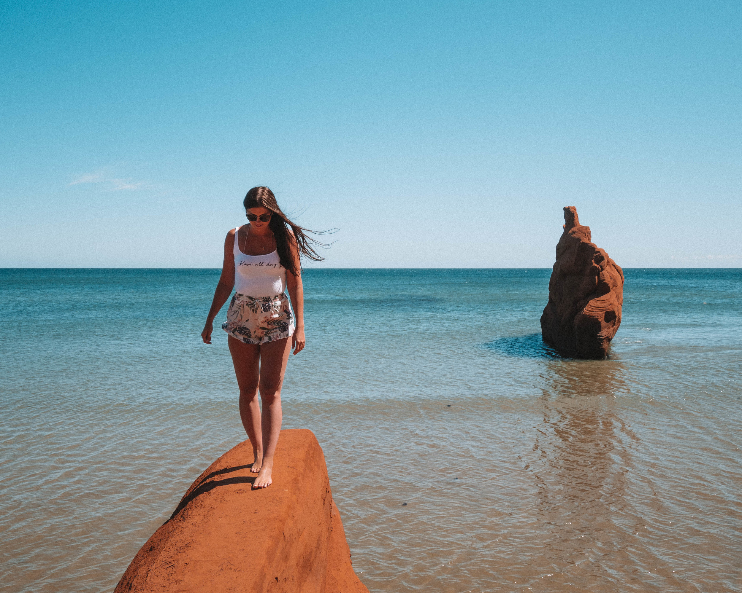 Girl Standing on a Cliff, Dune du Sud Beach - Havre-aux-Maisons - Magdalen Islands / Îles-de-la-Madeleine - Canada