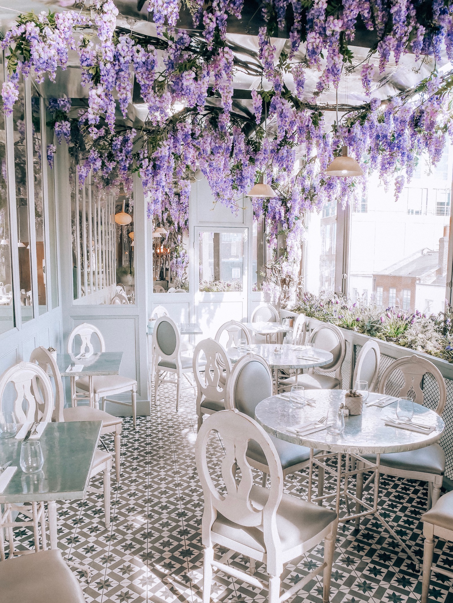 Aubaine Selfridges Café - Purple Flowers - Marylebone - London - United Kingdom (UK)