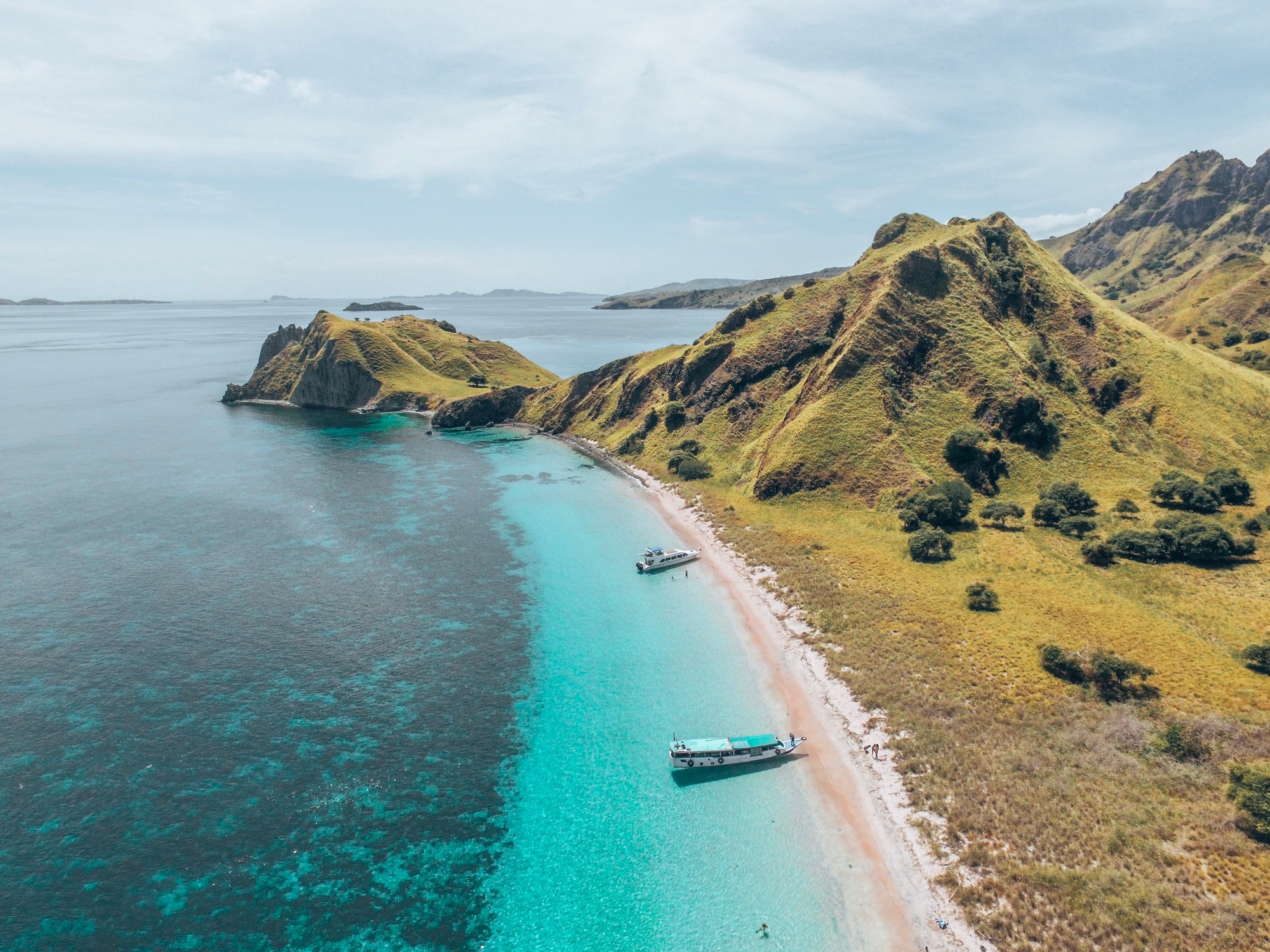 Pink Sand Beach - DJI Drone Shot - Komodo Island - Flores - Indonesia