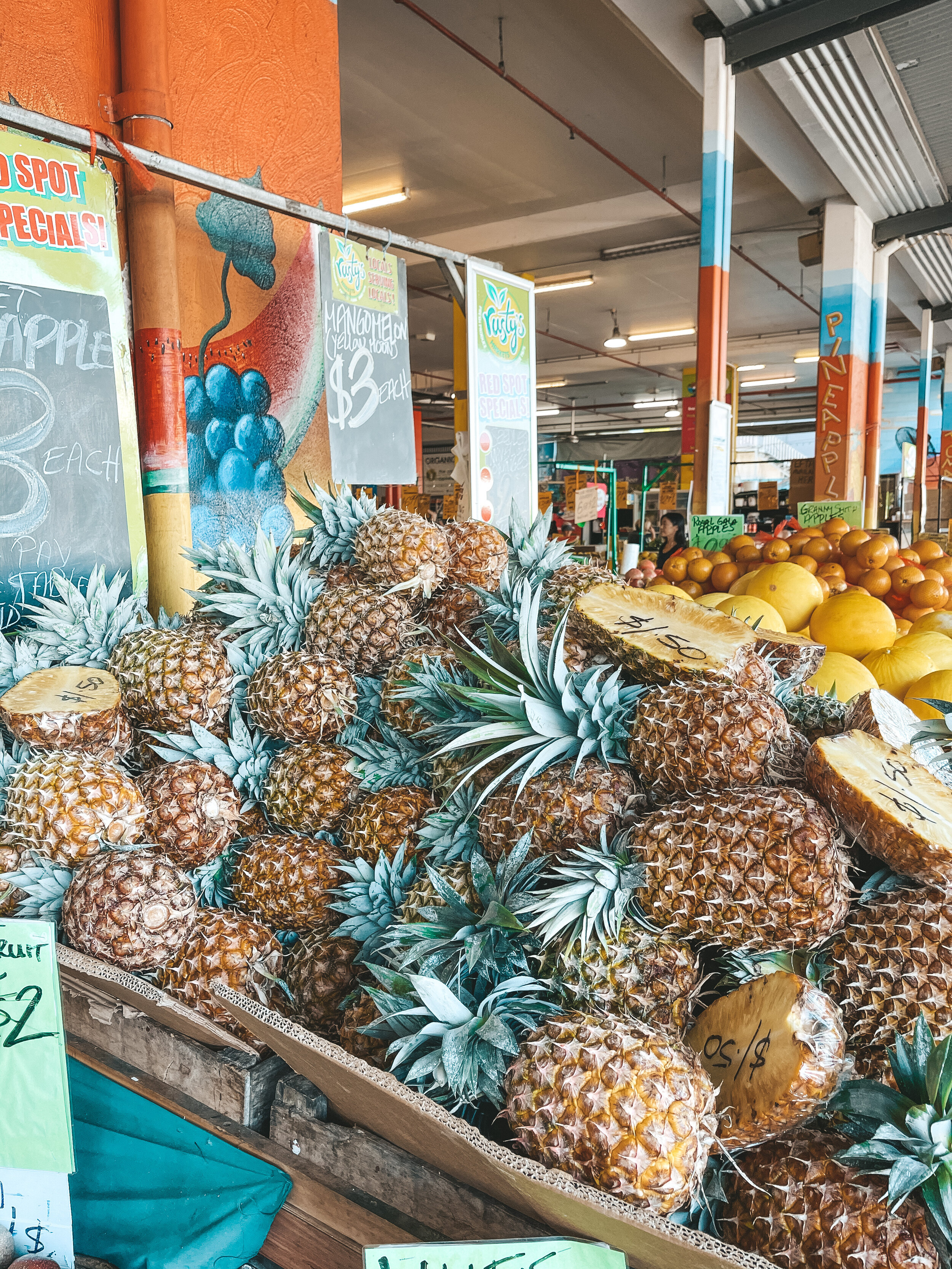 Pile of pineapple at Rusty's Market - Cairns - Tropical North Queensland (QLD) - Australia