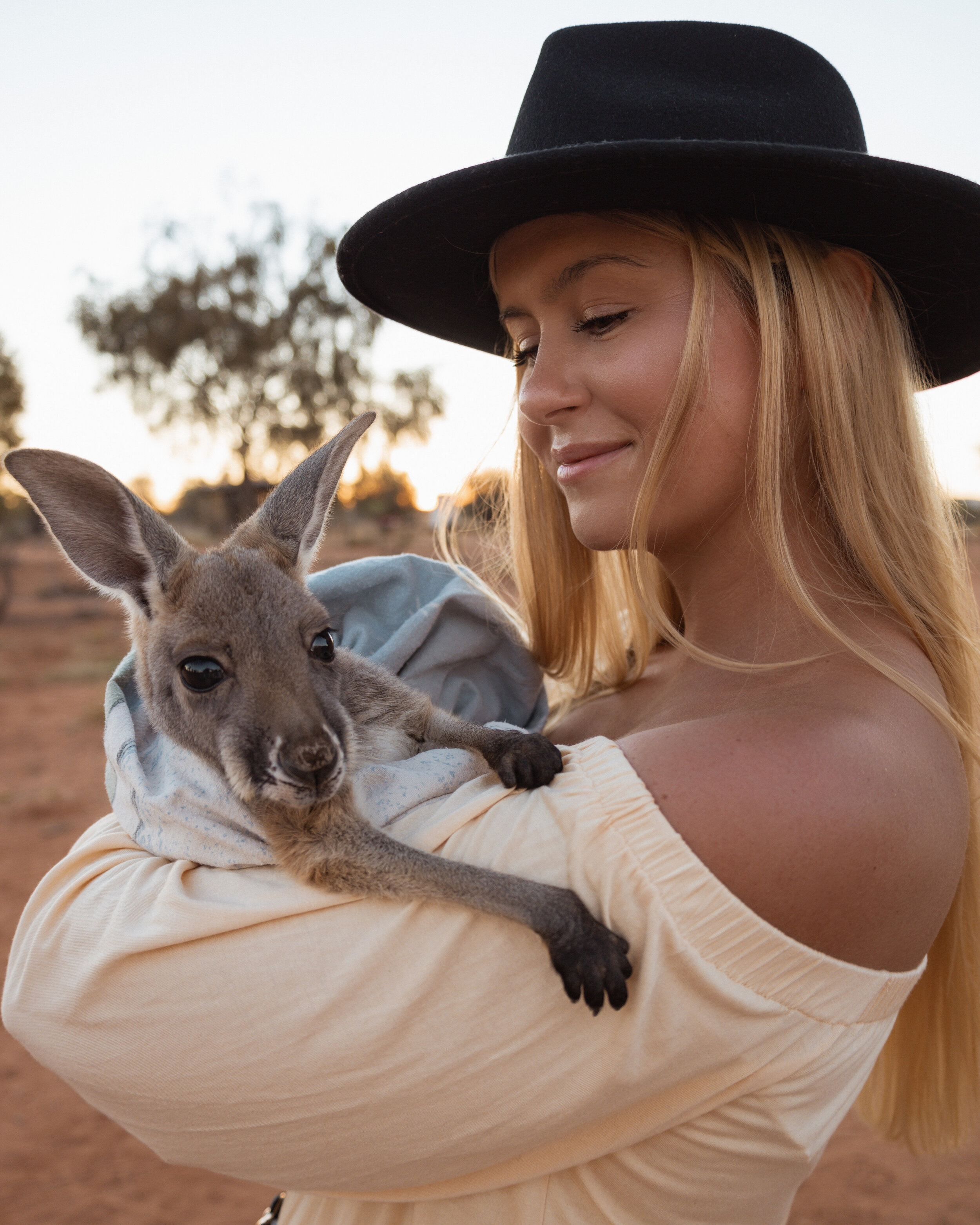 Posing with Baby the joey - The Kangaroo Sanctuary - Alice Springs - Northern Territory - Australia