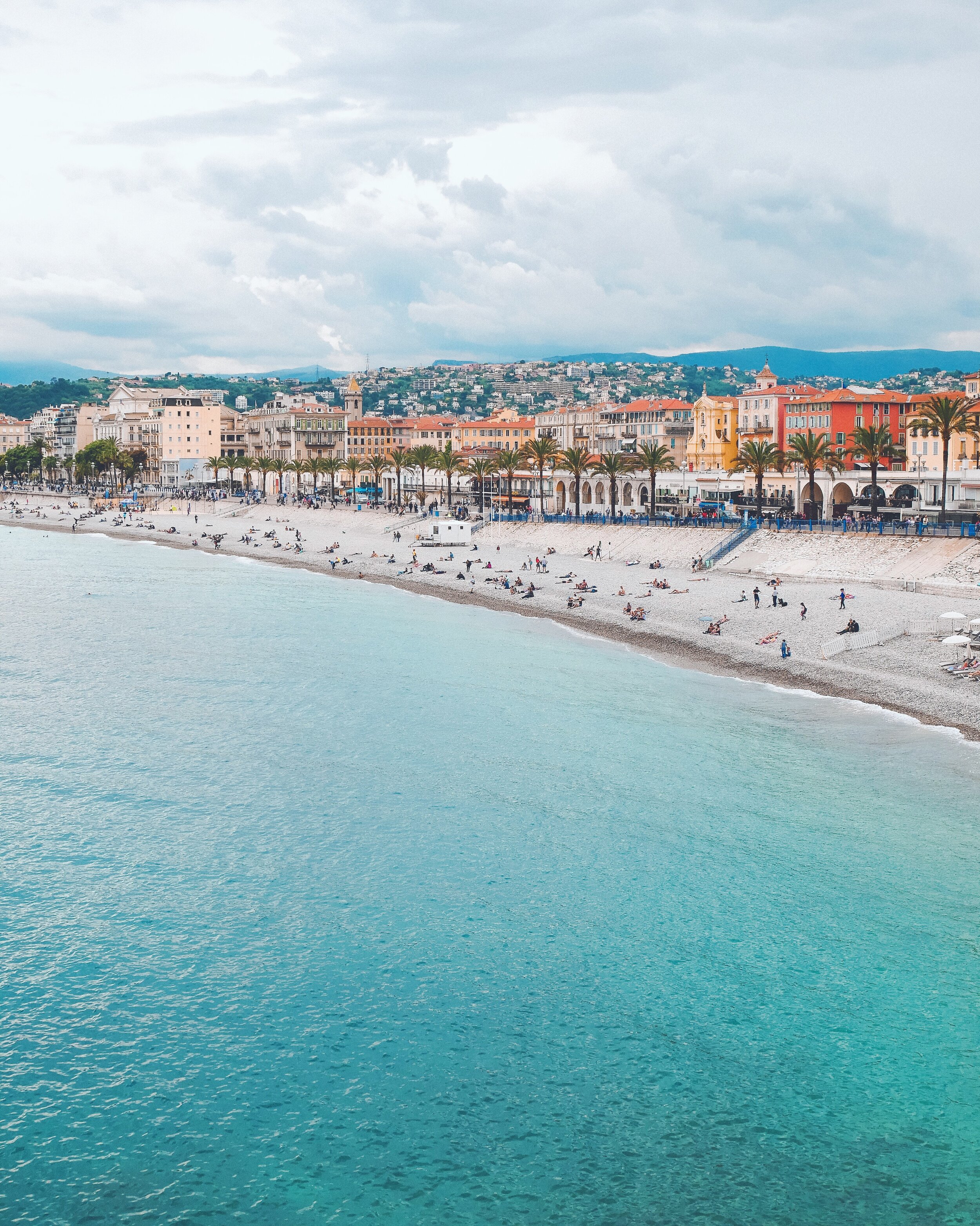 View on the main beach - Promenade des anglais - I Love Nice Sign - French Riviera - France
