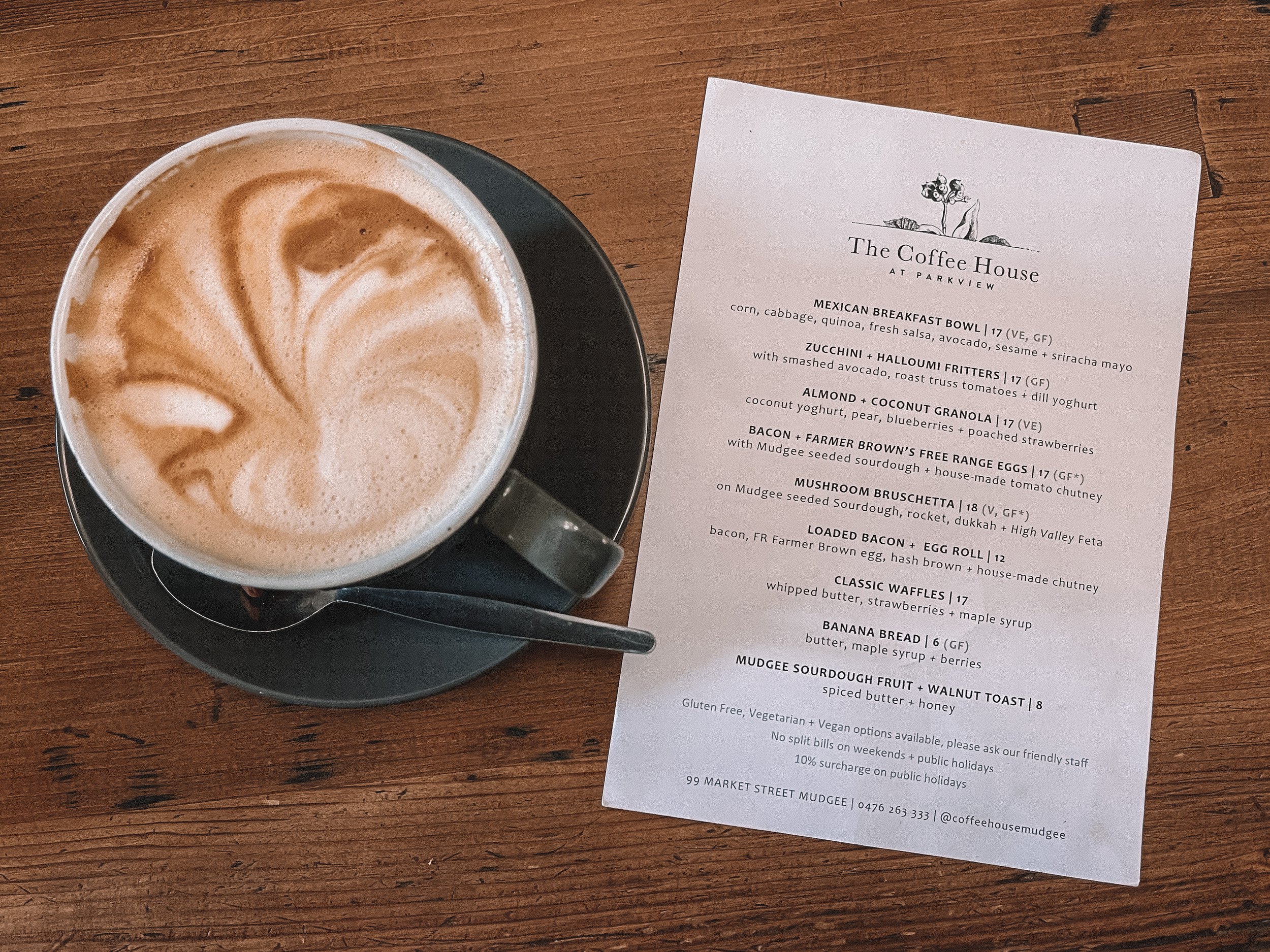 The menu at the Coffee House - Mudgee - New South Wales (NSW) - Australia