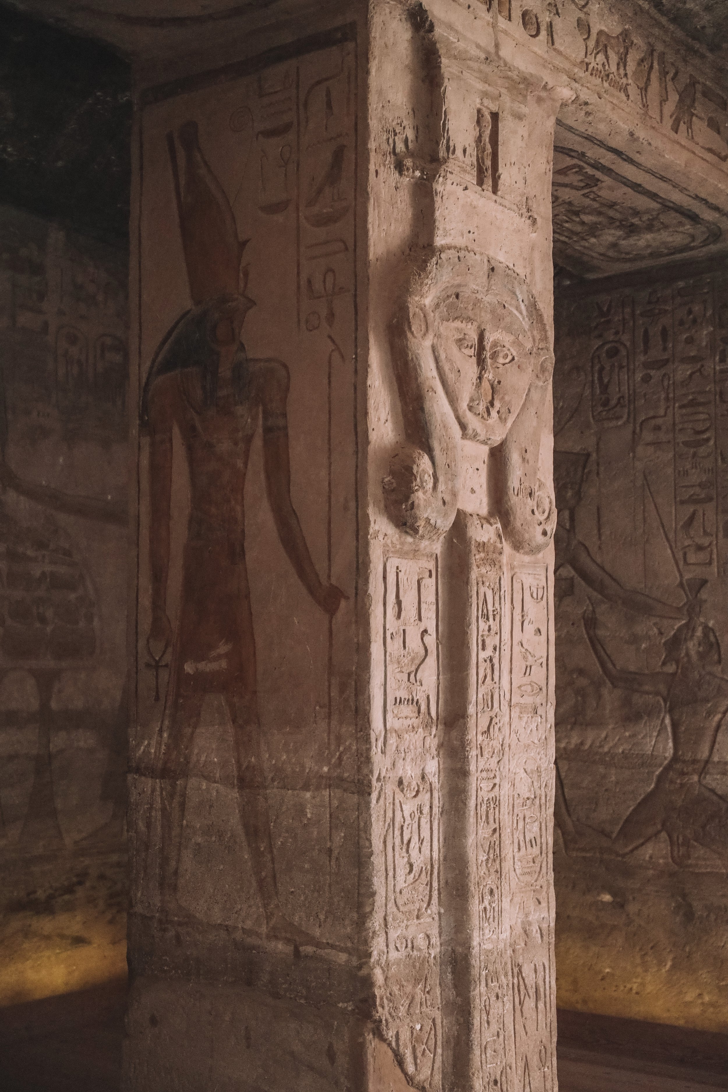 One of the columns inside the temple - Abu Simbel - Egypt