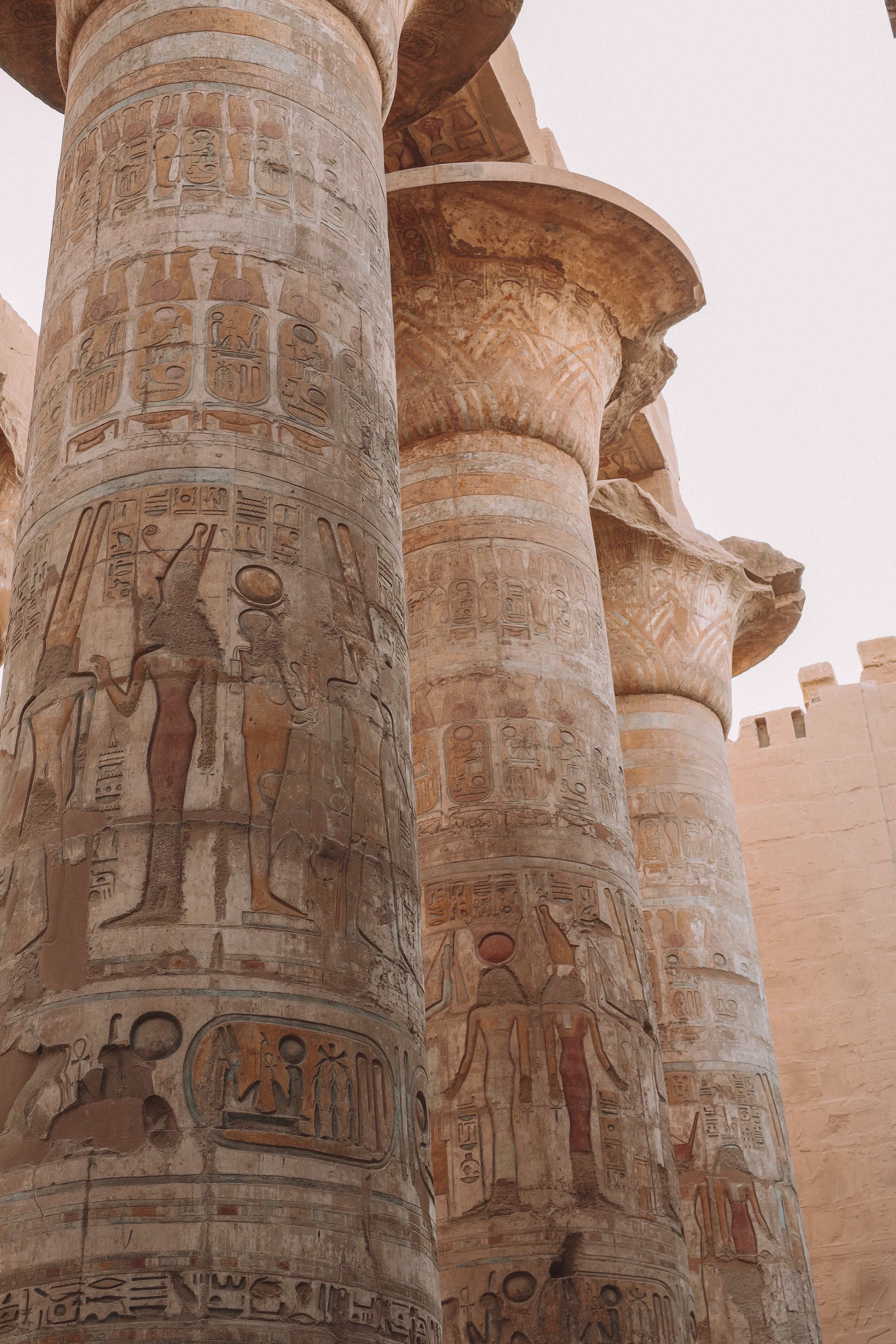 Close-up on the hieroglyphs - Great Hypostyle Hall - Karnak Temple - Luxor - Egypt