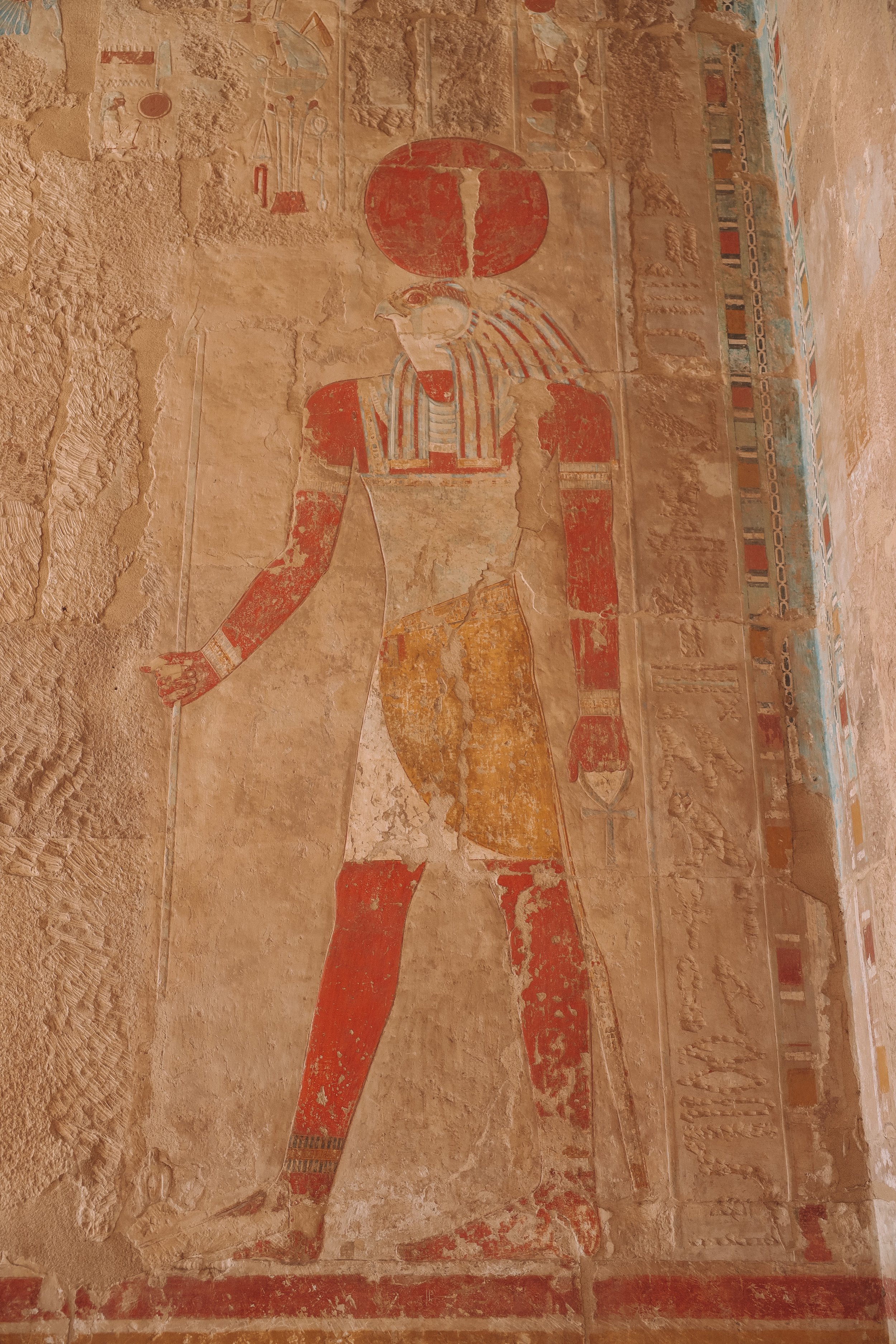Colourful restored hieroglyph - Hatshepsut Temple - West Bank - Luxor - Egypt