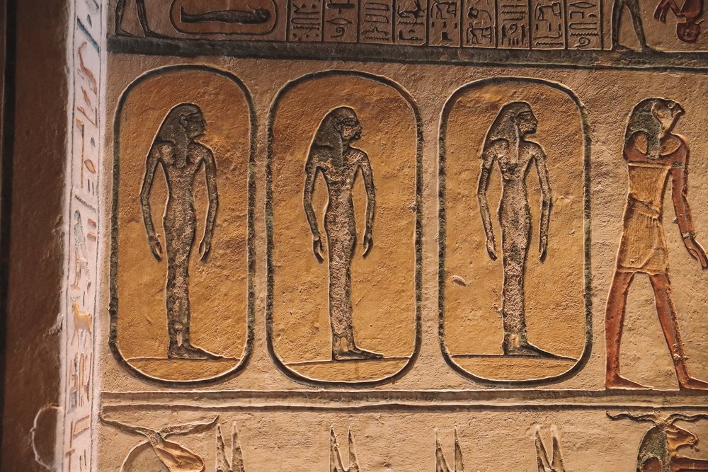 Yellow hieroglyphs - West Bank - Luxor - Egypt