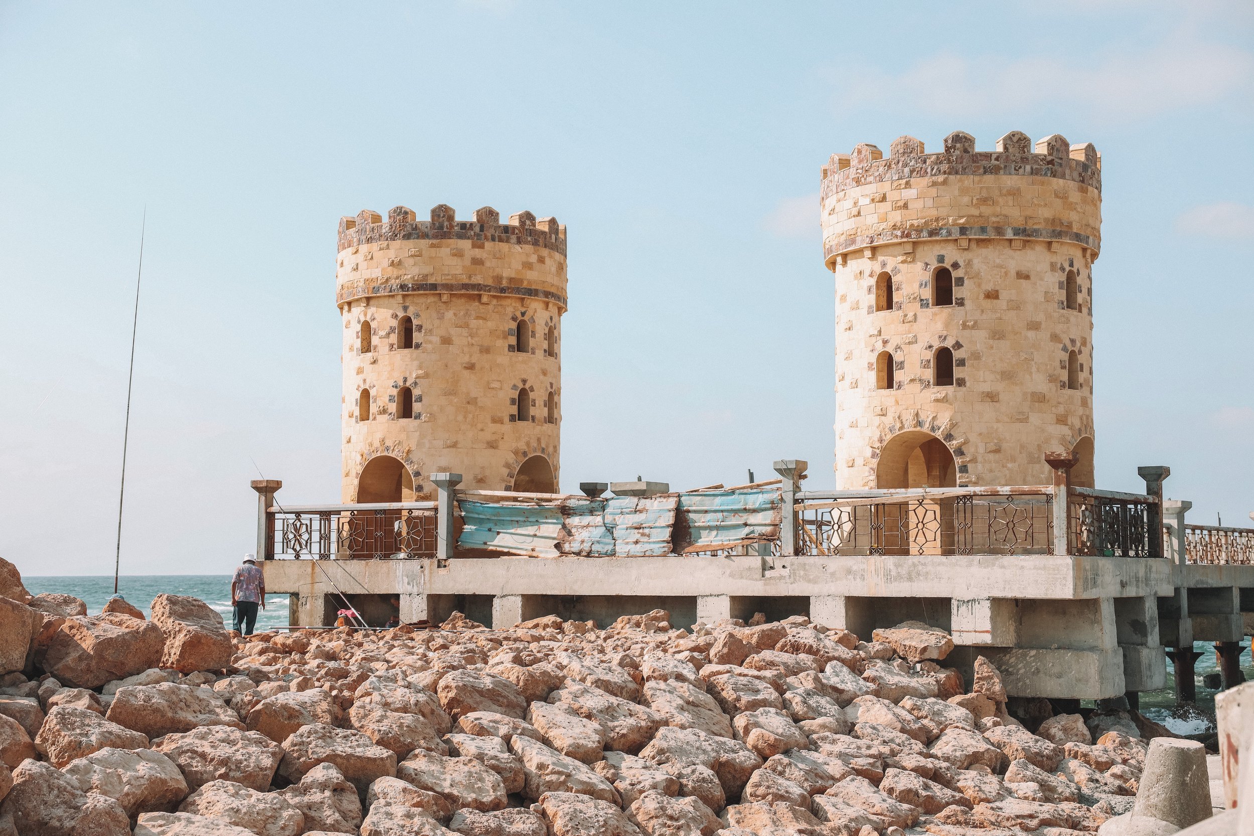 Two yellow towers - Citadel of Qaitbay - Alexandria - Egypt
