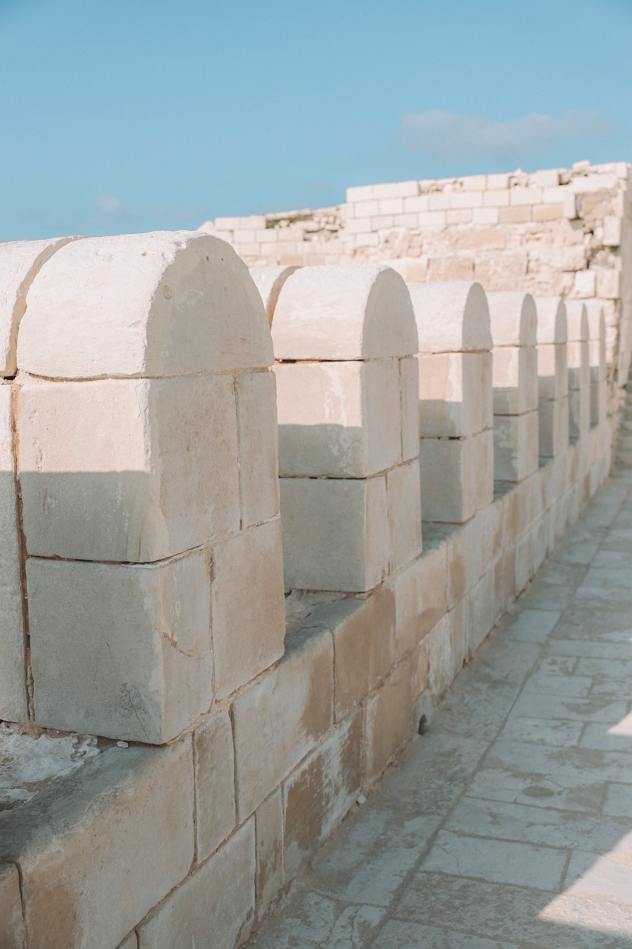 The rounded corners of the seawall - Citadel of Qaitbay - Alexandria - Egypt